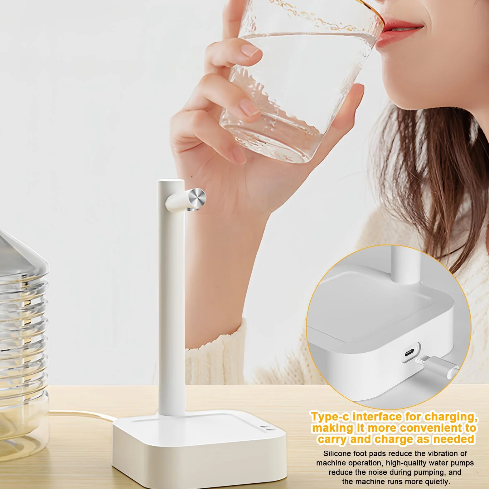 Dispenser di Acqua Intelligente, Pompa per Bottiglia d'Acqua USB, Ricarica Automatica 7 Livelli