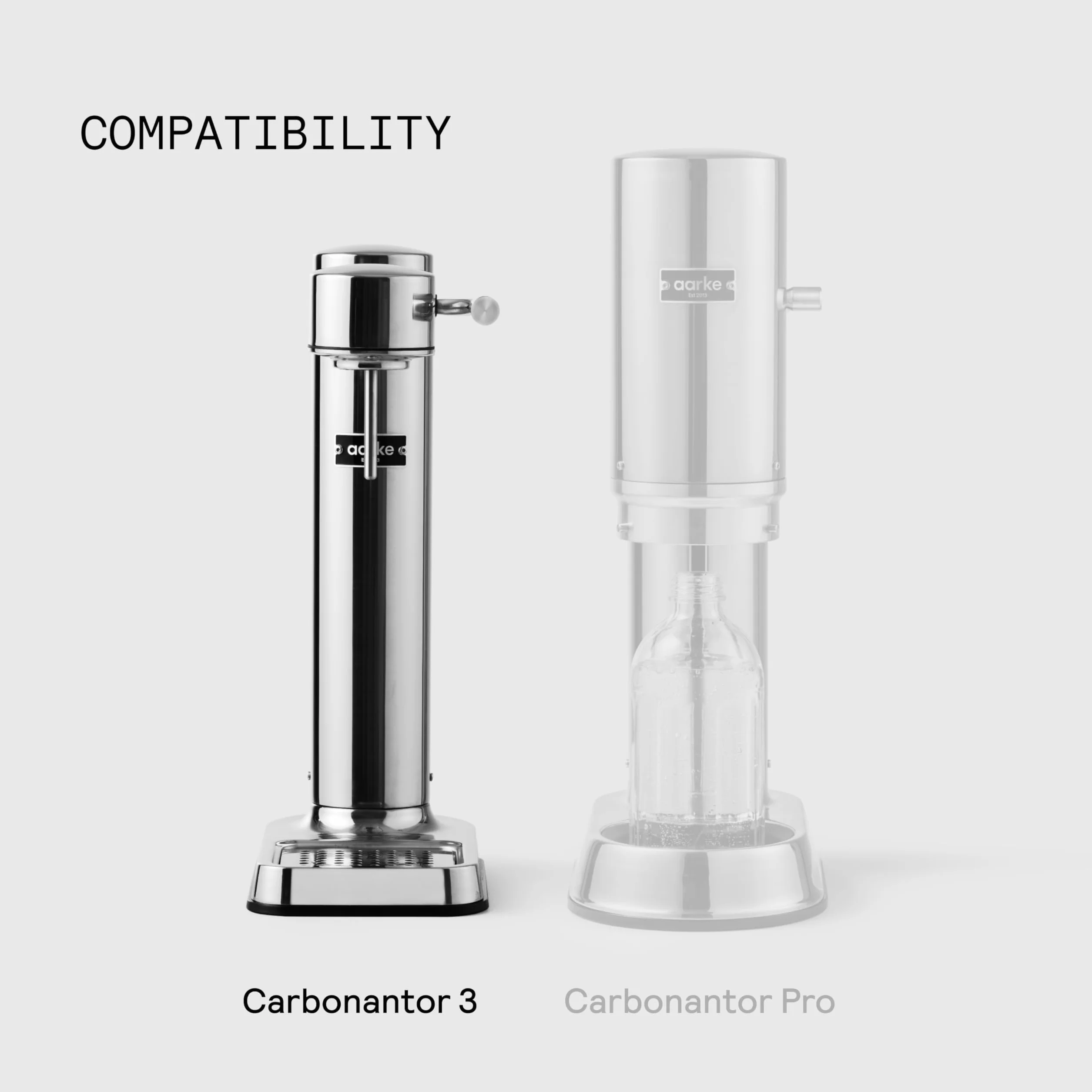 Aarke Carbonator 3 Bottiglie per Gasatore d’acqua 2 Pacchi, 800ml, Acciaio, senza BPA