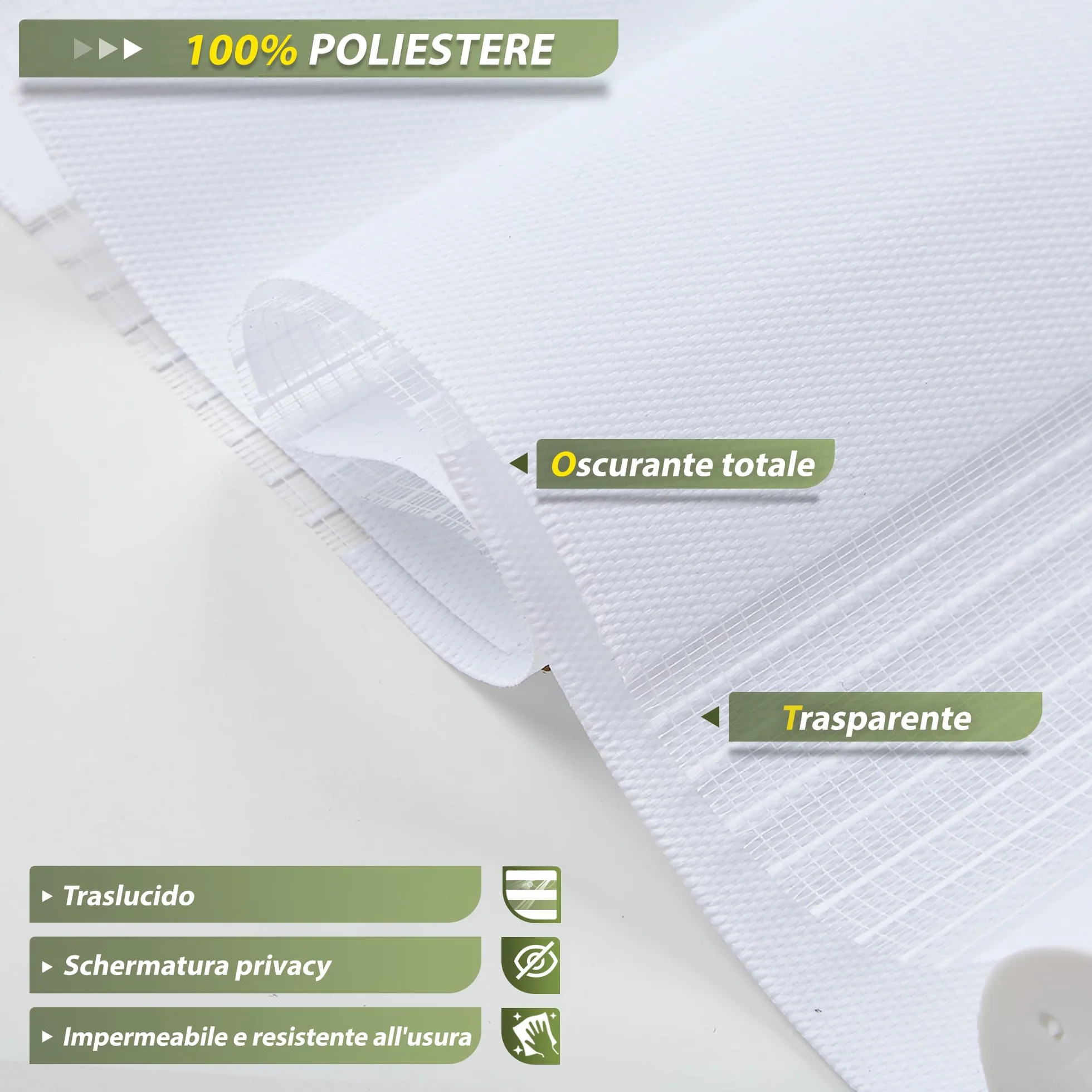 HOMEDEMO Tenda a rullo per interni Doppio Strato Senza Foratura, 50L x 230A cm, Bianco, Oscurante Giorno e Notte