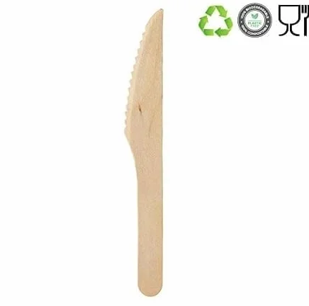 Coltelli in Legno di Betulla VIRSUS 500, Posate Monouso Biodegradabili Compostabili 100% Naturale 16 cm