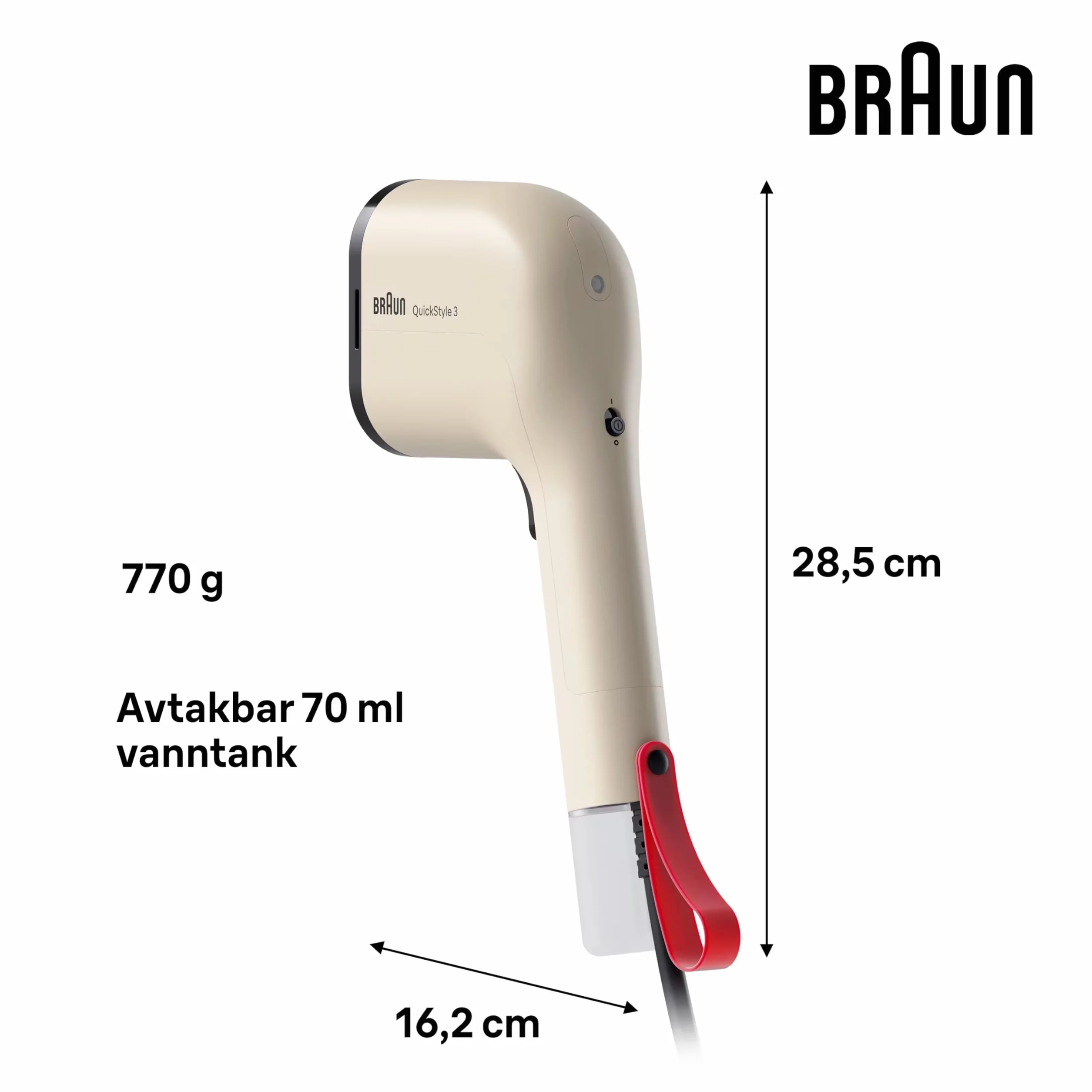 Braun QuickStyle 3 Ferro a Vapore Verticale 1100W 20g/min 70ml Beige