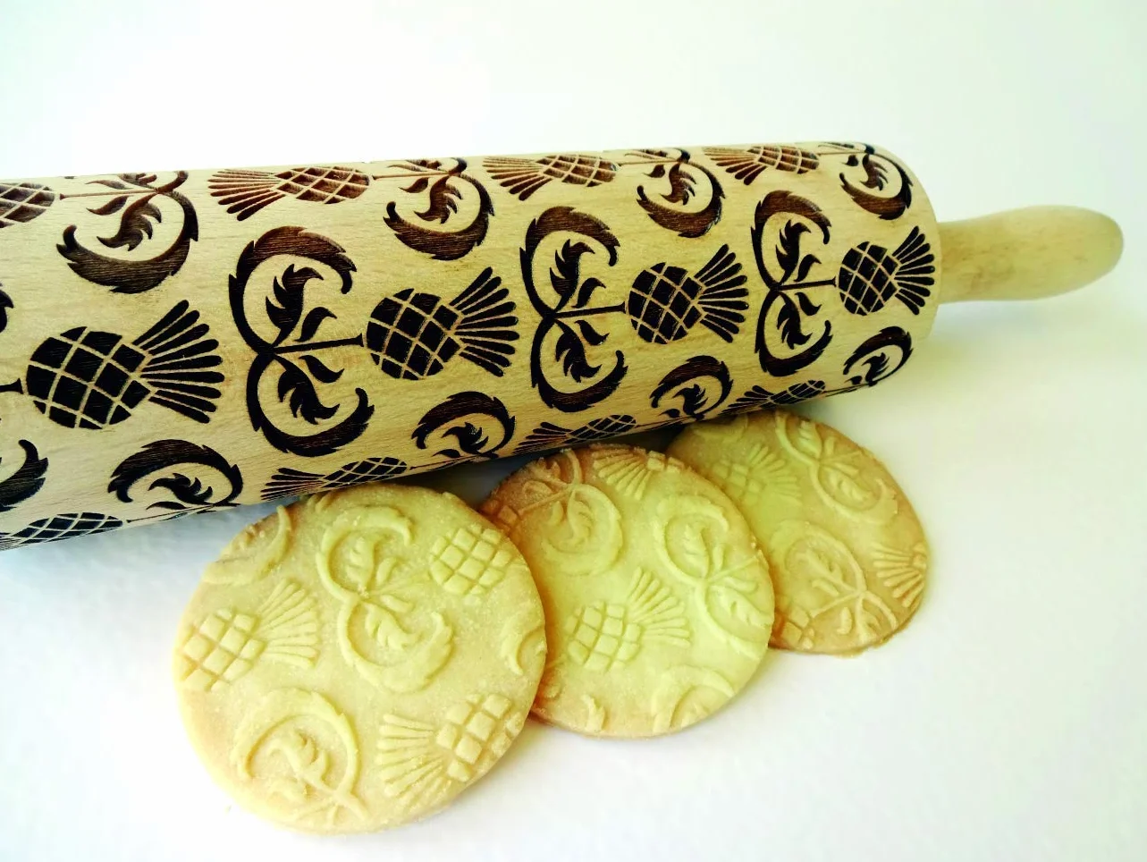 CARDO Mattarello Legno Goffrato | Mattarello Inciso | Rullo per Biscotti e per Modellare | Mattarello Decorativo per Biscotti di Algis Crafts