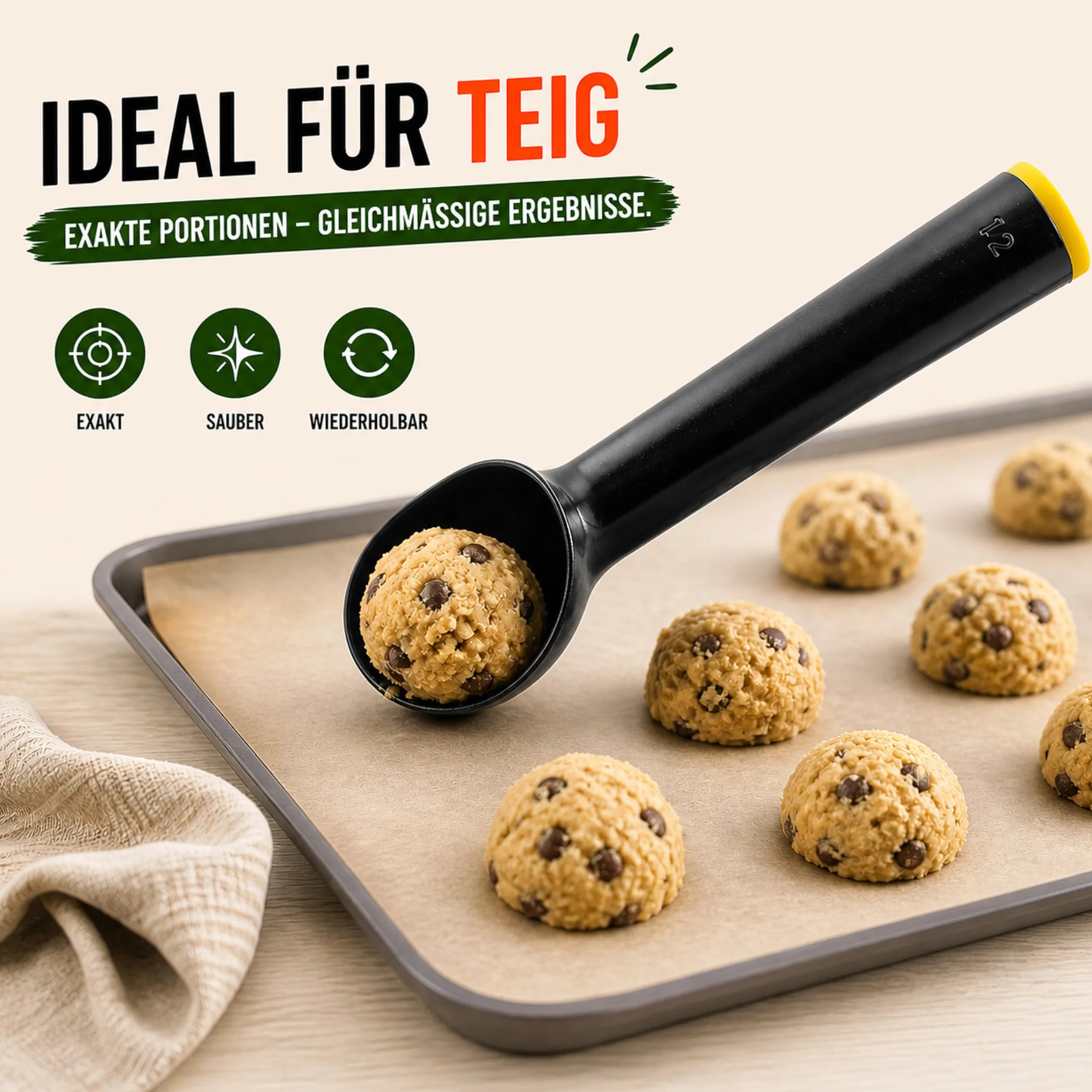 Cucchiaio per gelato formatore palline ghiaccio 1/16 volume mano calda