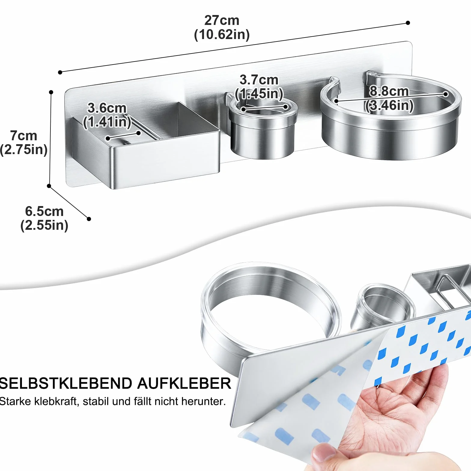 Porta Phone Bagno Da Muro, 3 in 1 Supporto per Phon, Piastra e Ferro Arricciacapelli, Porta Asciugacapelli, porta phon e Piastra Adesivo, Supporto Phon per Camere da Letto