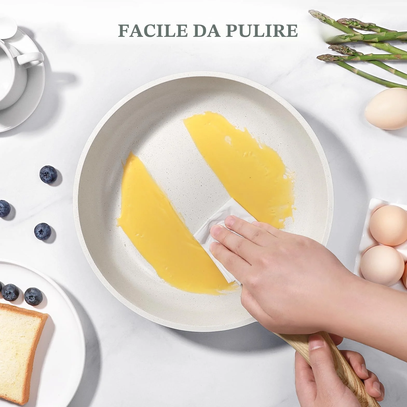 GiPP Padella Antiaderente 24 cm – Sana, Atossica, Compatibile Induzione, Senza PFAS/PFOA, Lavabile in Lavastoviglie