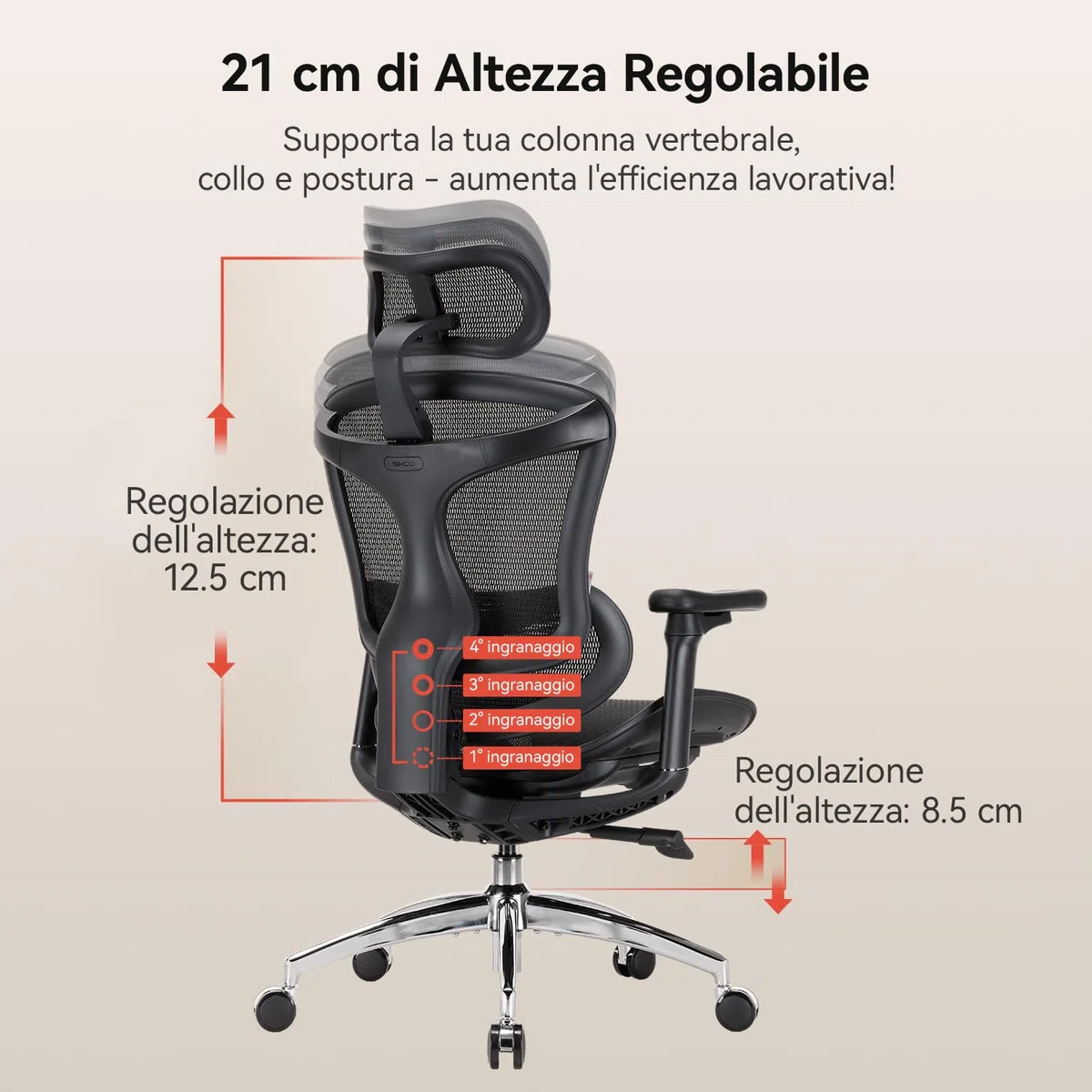 SIHOO Doro C300 Sedia Ufficio Ergonomica con Braccioli Ultra Morbidi in 3D, Supporto Lombare Dinamico per Sedia scrivania a Casa, Sedia da Scrivania con Schienale Regolabile,2 confezioni(Nero)