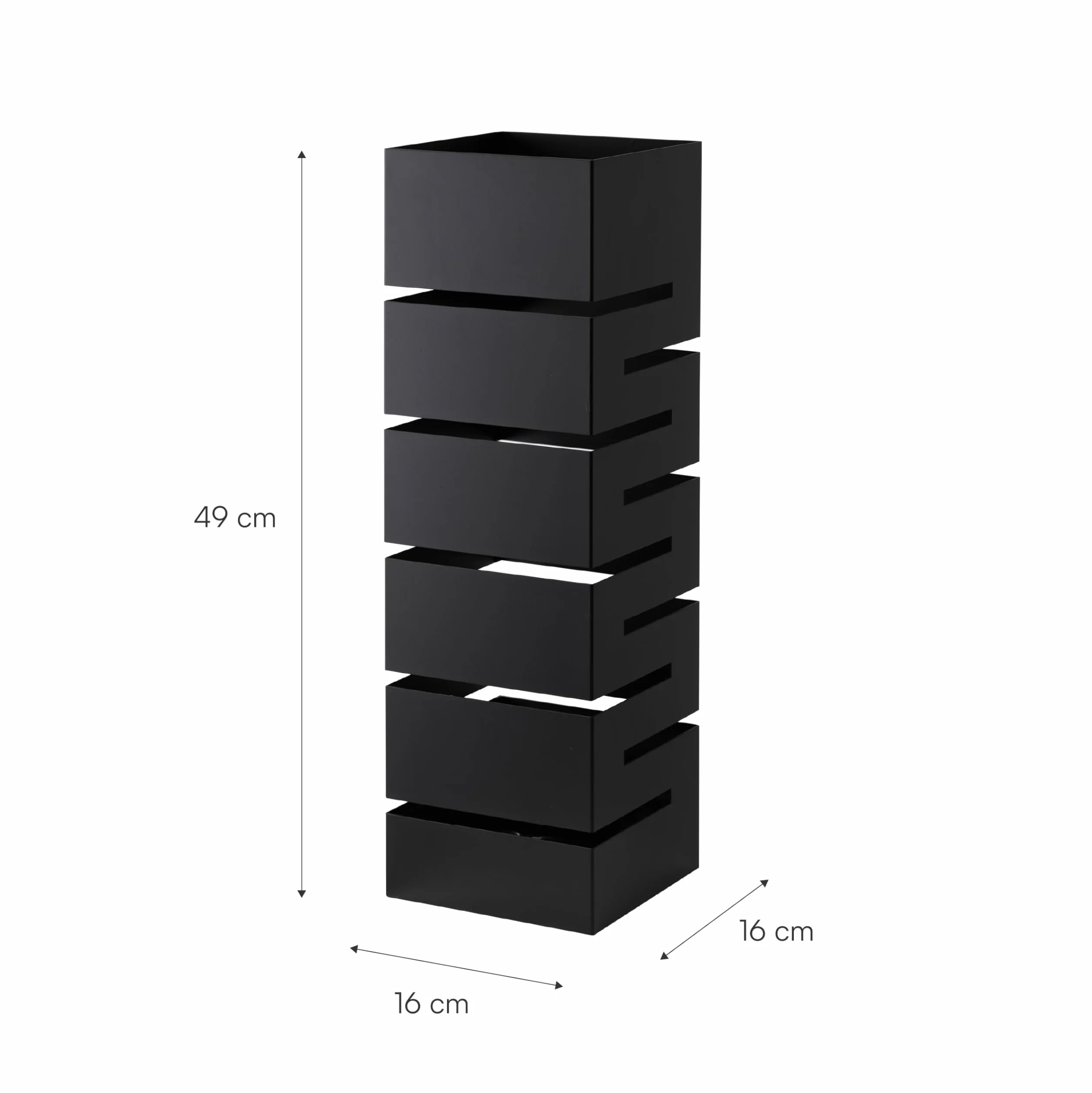 Baroni Home Portaombrelli Design Moderno Porta Ombrelli in Metallo Nero Geometrico con 2 Gancini e Vaschetta Scolapioggia Rimovibile 15,5X15,5X49 cm…