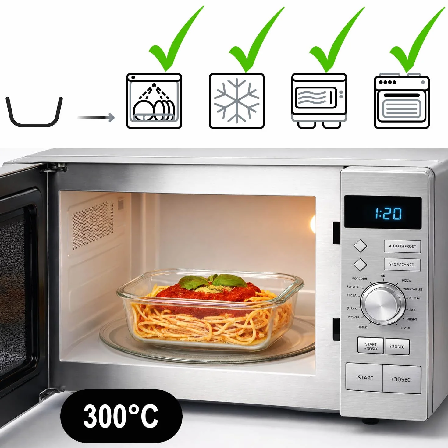 COM-FOUR® 6x Pirofile in Vetro Borosilicato, Teglie Resistenti al Calore per Forno, Microonde e Congelatore, Pirofila in 3 Misure (vetro 6x)
