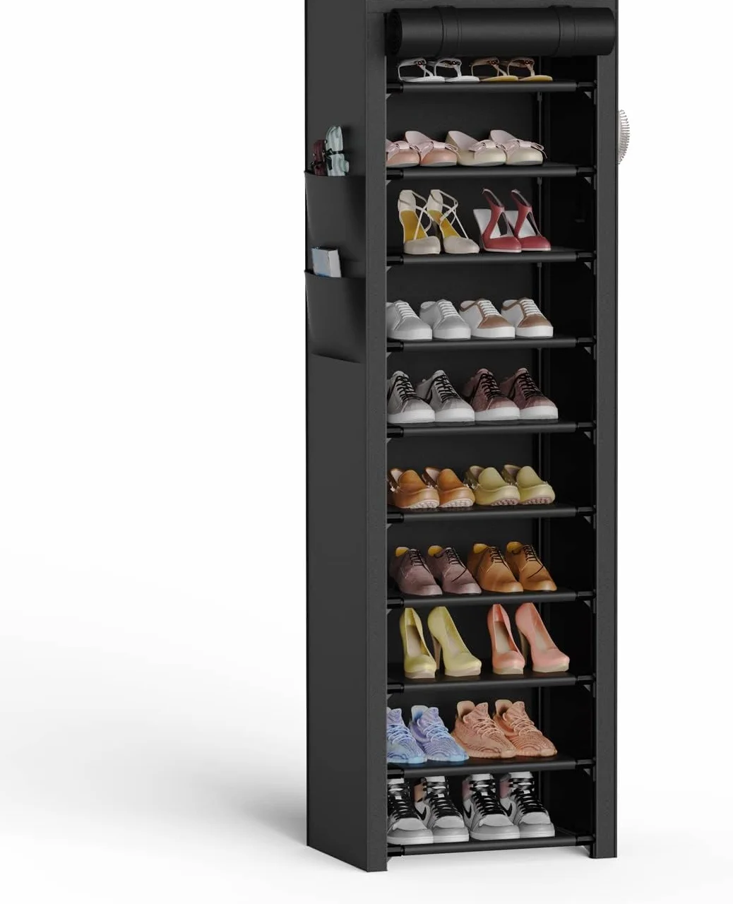 Vicye Scarpiera 11 Ripiani Copertura Antipolvere Impermeabile Slim Tessuto per 20-22 Paia Scarpe Nera