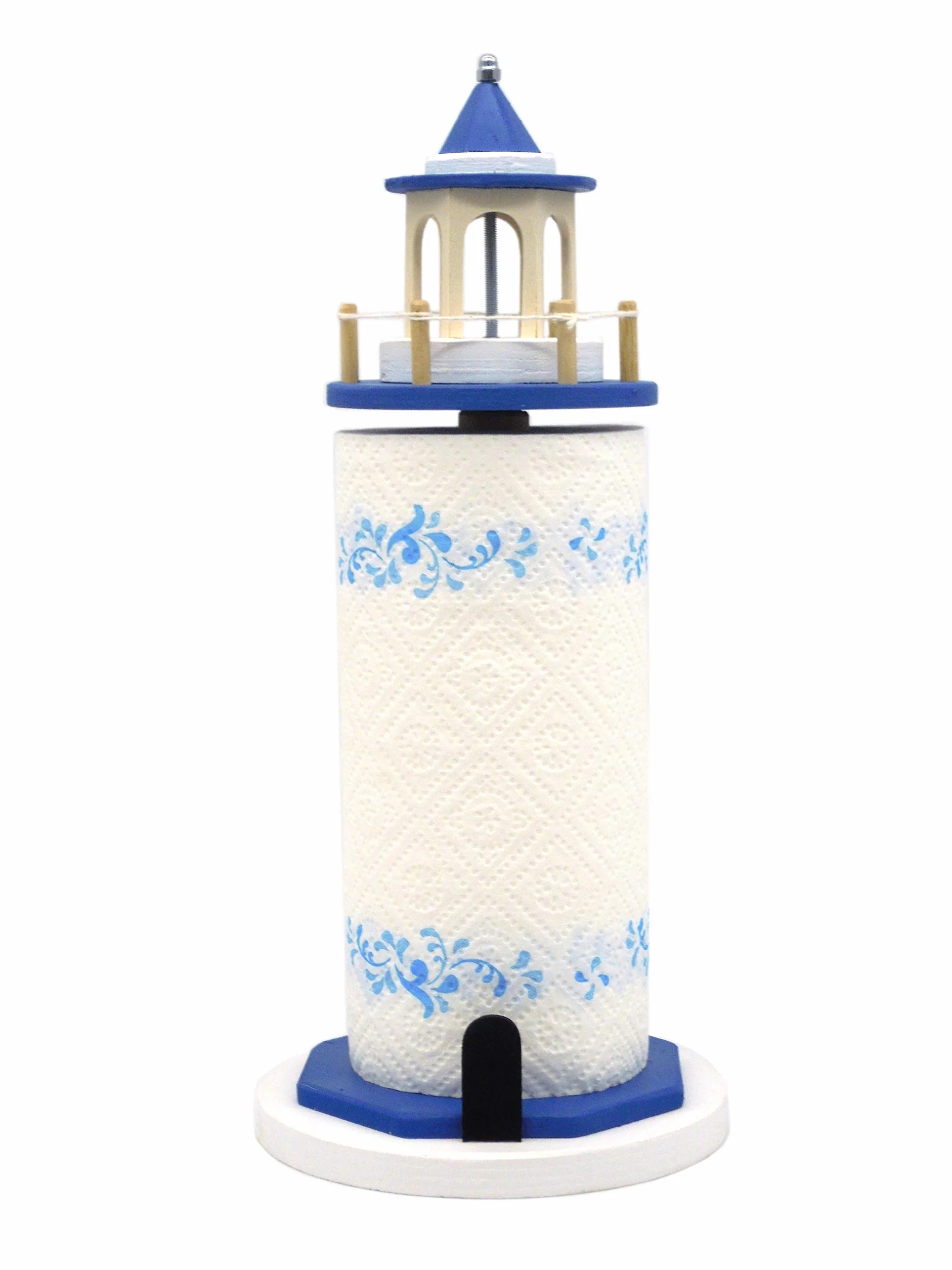 Porta rotolo carta da cucina, porta rotolo per casa, portarotolo legno blu azzurro, faro nautico in stile marino, arredo cucina, portarotolo carta, regalo per mamma