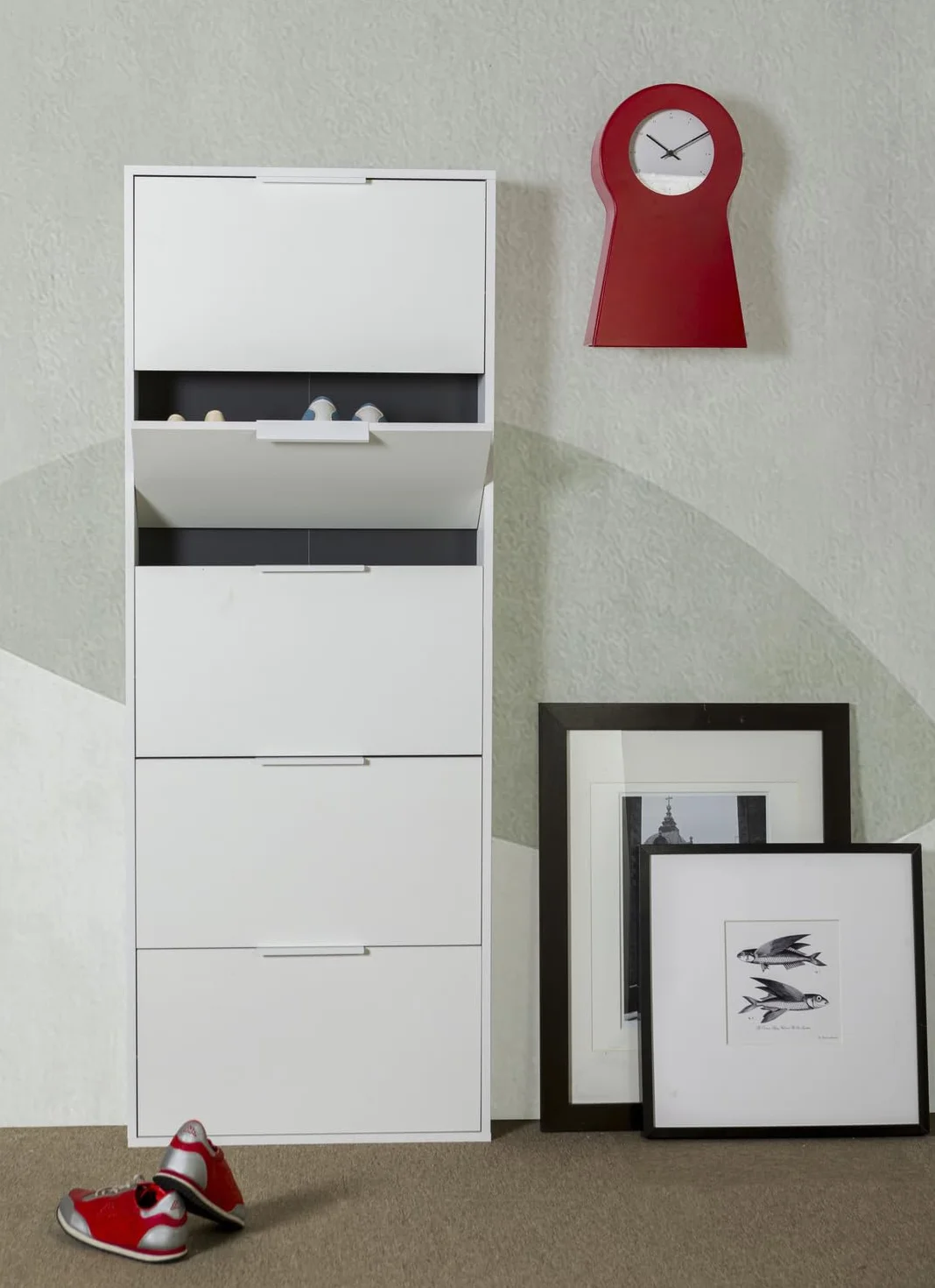 Composad Scarpiera Slim ESPRESSO 5 Ribalte 65x173,5x15 cm Bianco Made in Italy