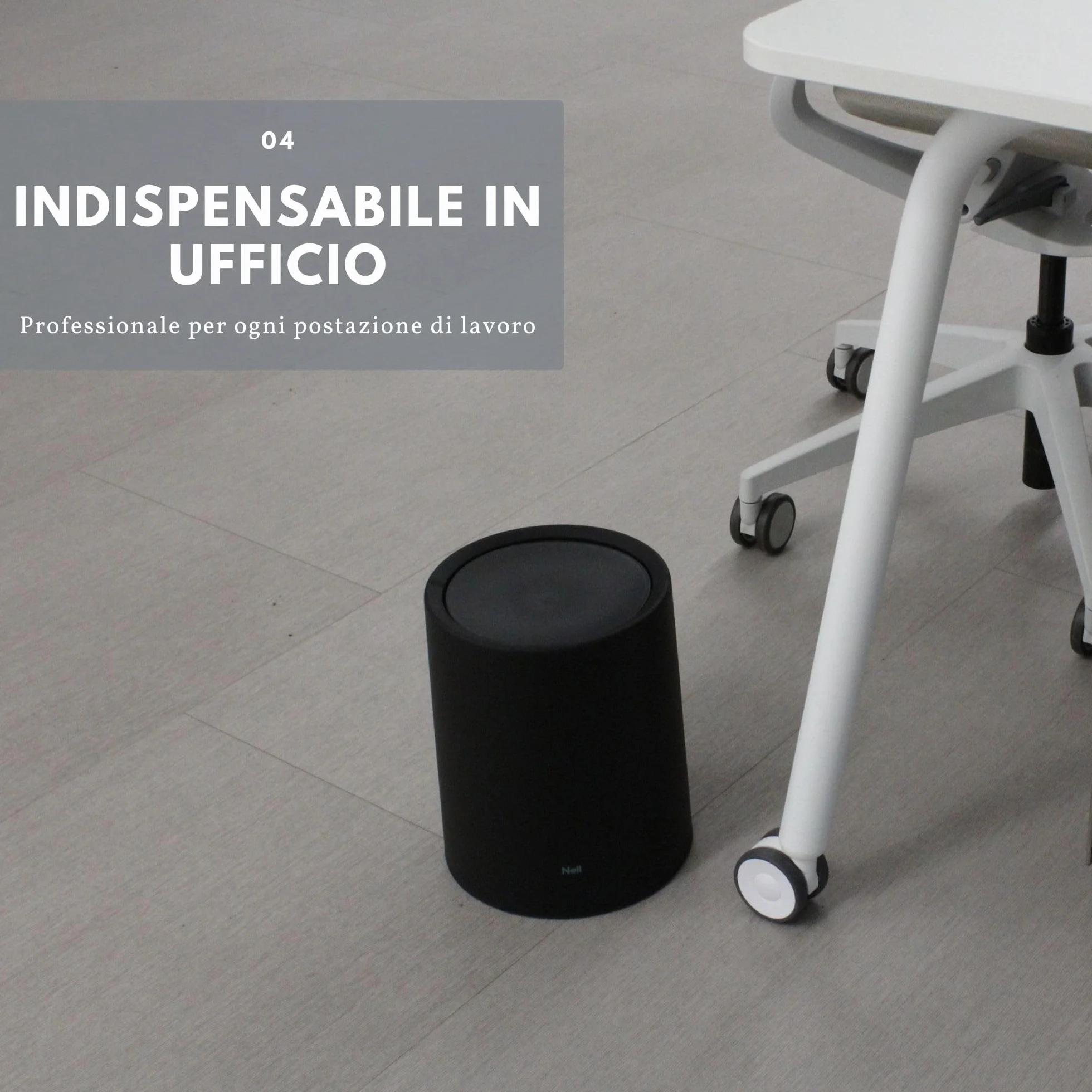 Nell Pattumiera da Ufficio 8L Nero Opaco Coperchio Basculante Cestino Gettacarte Plastica Resistente