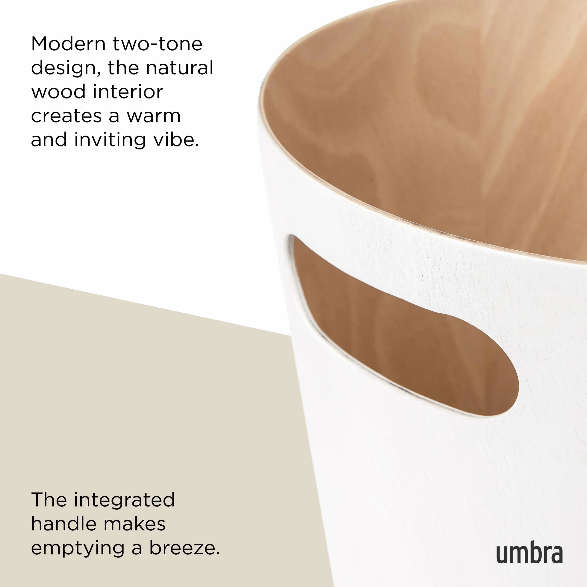 Umbra Woodrow Cestino della spazzatura 7,5 L Faggio Europeo Bianco/naturale