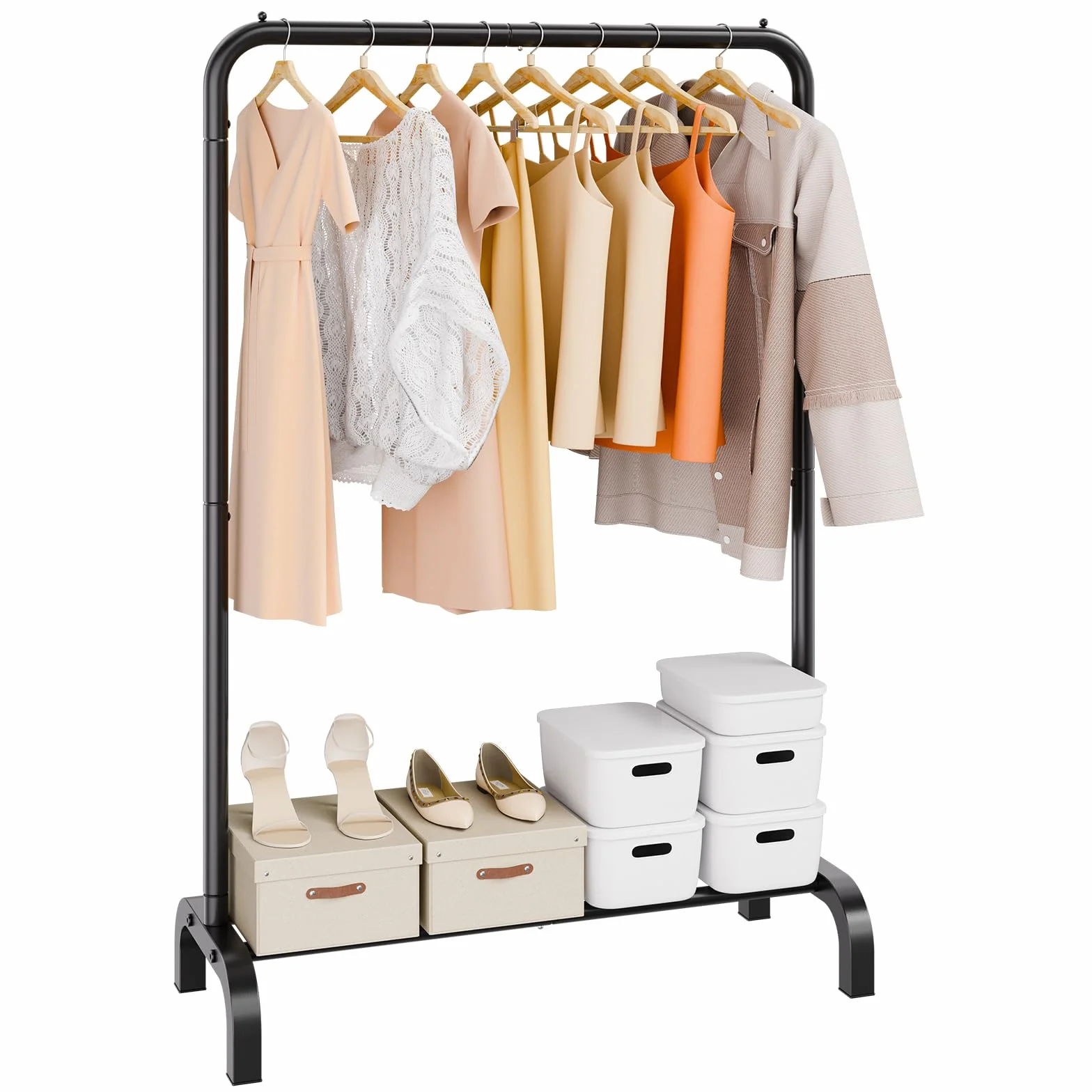 VEVOR Stand Appendiabiti Barra Singola Ripiano Singolo da Appendere per Camera da Letto Soggiorno, Appendiabiti in Acciaio al Carbonio Q235 Diametro del Tubo 25,4 mm, Stand Appendiabiti Peso di 2,9 kg