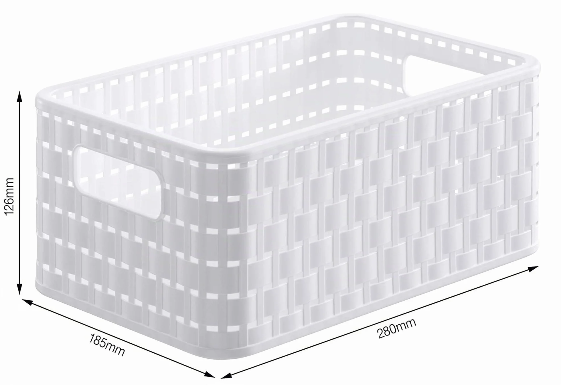 Rotho Country Set di 3 Scatole in Rattan-Look, Plastica PP, Bianco, 28x18.5x12.6 cm