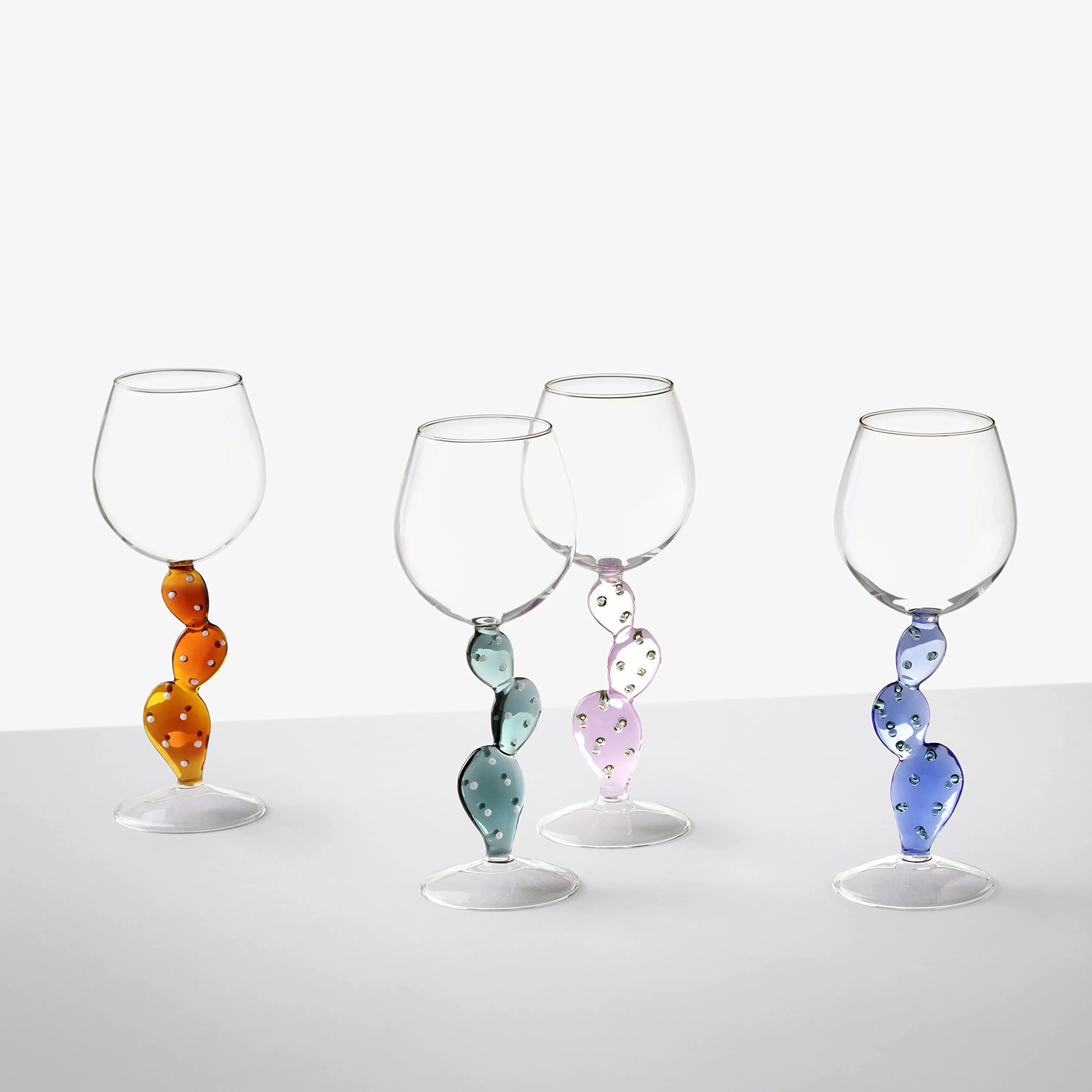 Ichendorf Milano Calice Vino Cactus Giallo | Collezione Desert Plants | 35 cl | Vetro Borosilicato | Fatto a Mano