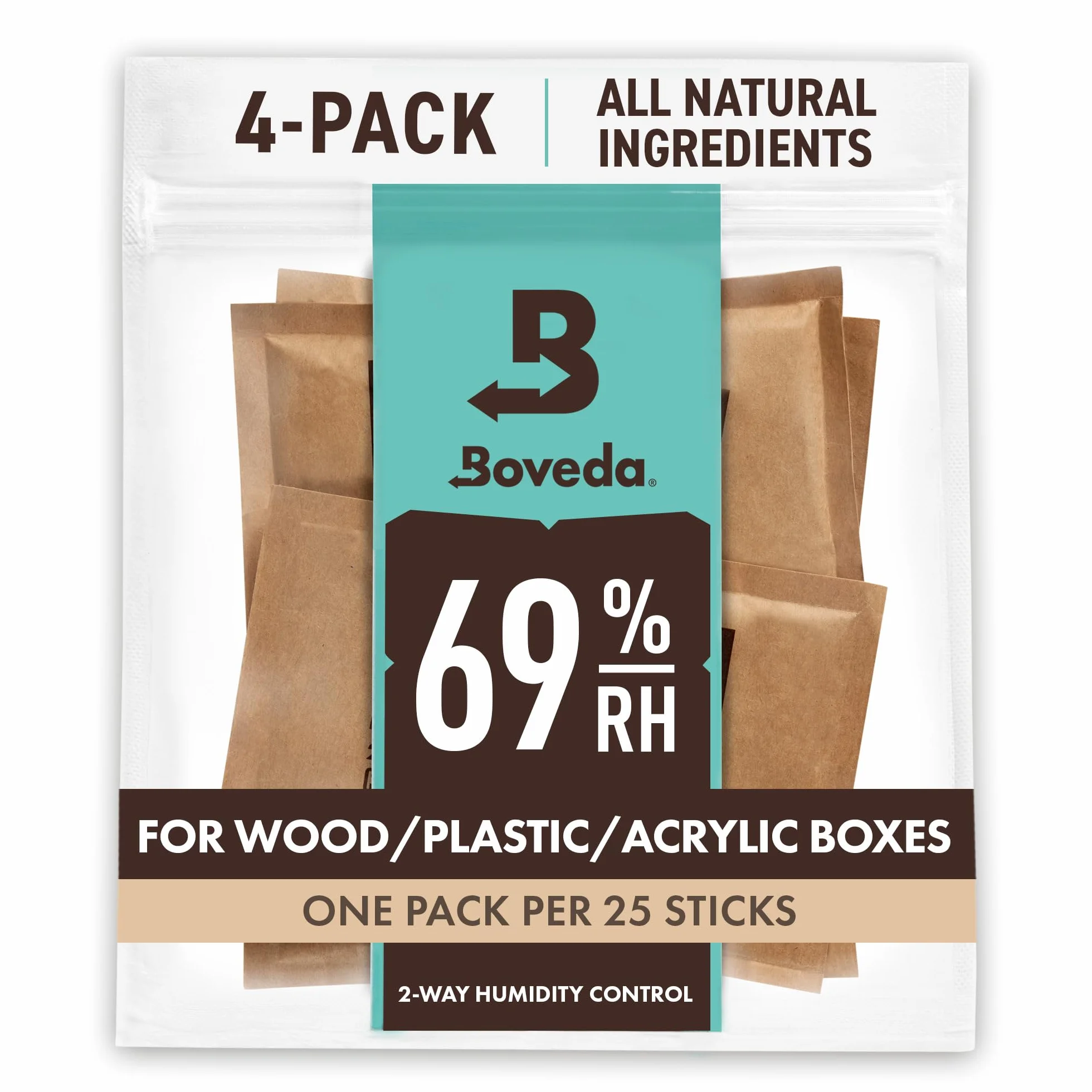 Boveda regolatore di umidità a 2 vie UR 69% per sigari humidor 4 pezzi