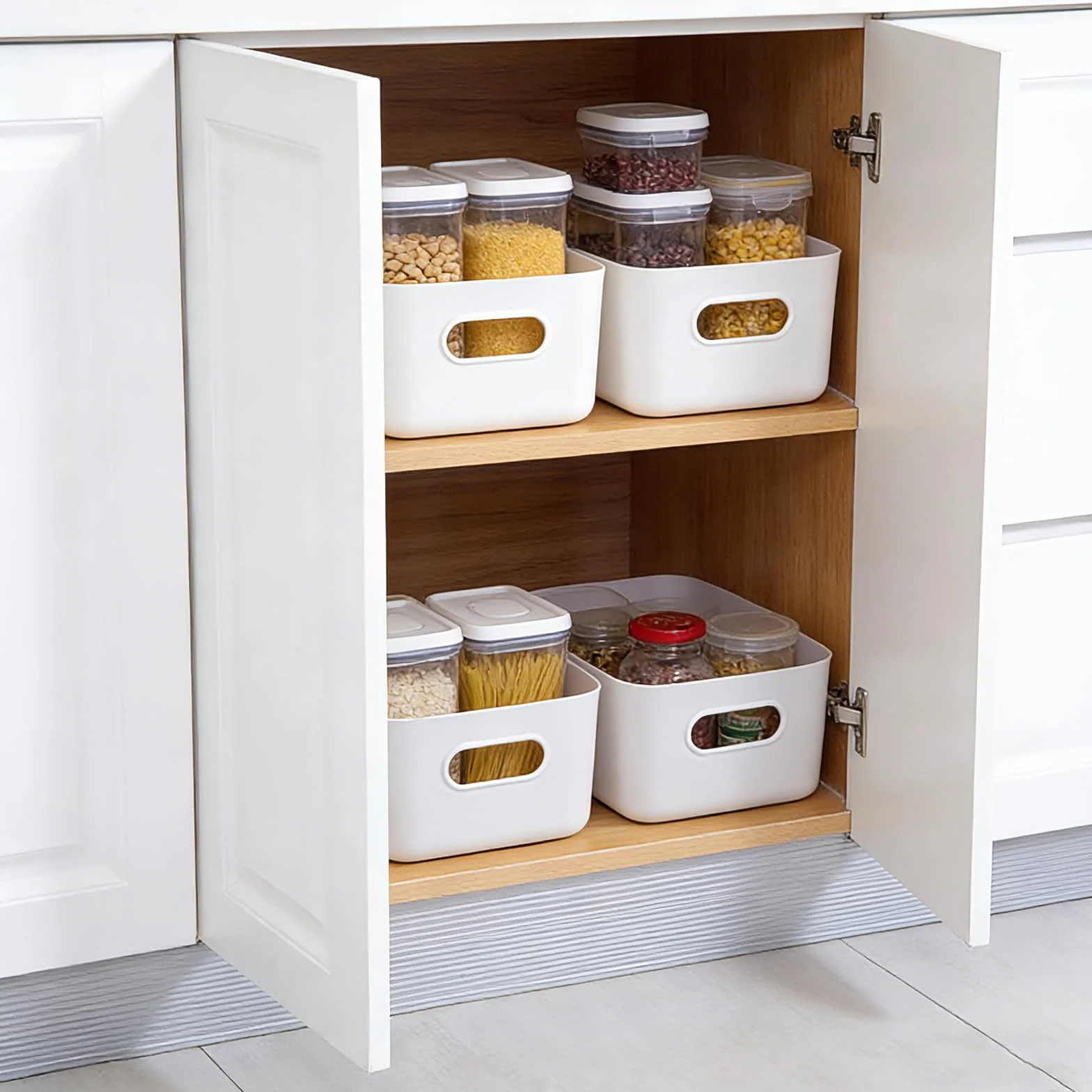 Cestini Portaoggetti Plastica Bianco 30x20x12 cm Scatola Portaoggetti con Manici Box Conservazione Organizer Desktop
