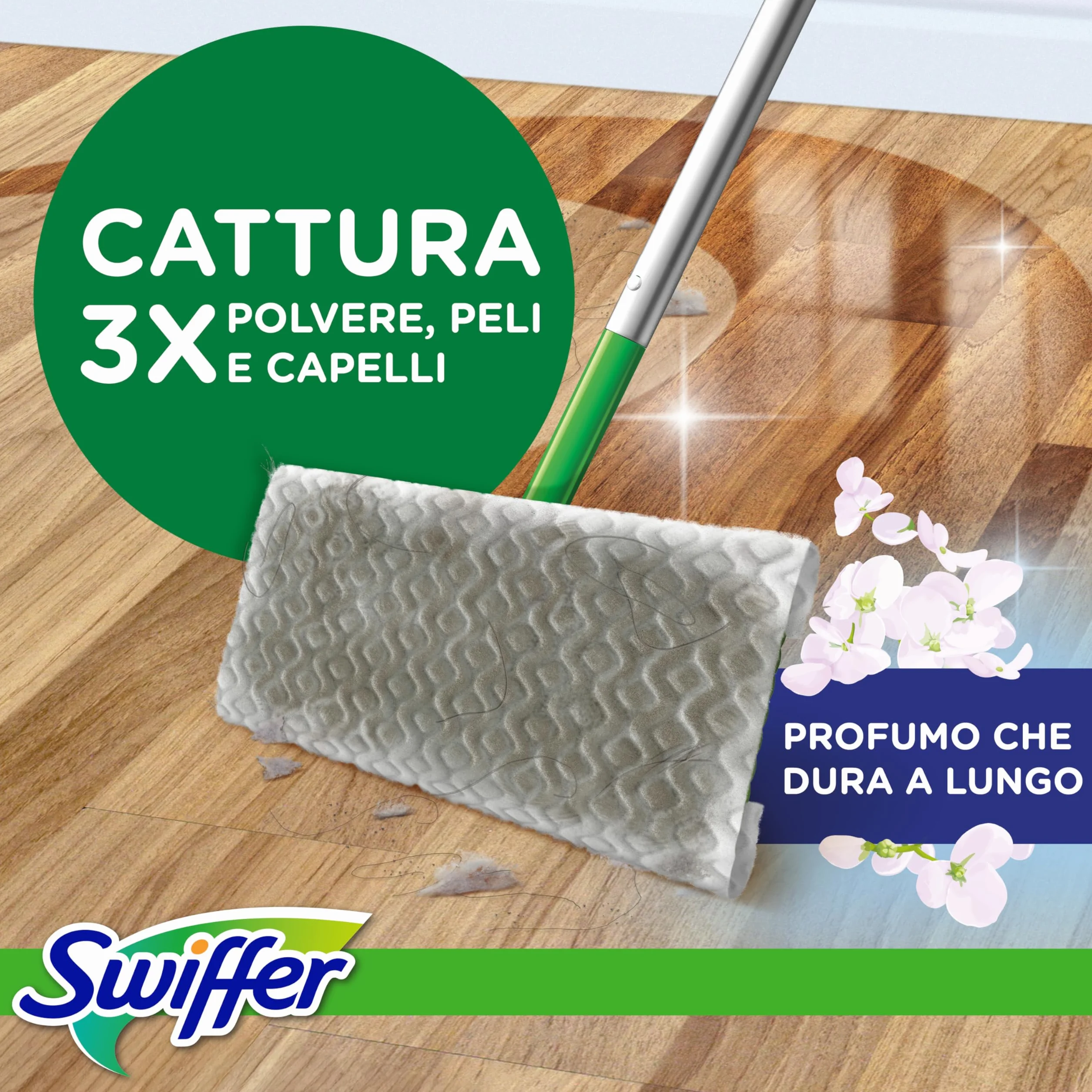 Swiffer Panni Cattura Polvere 216 Microfibra Dry per Pavimenti e Peli Animali