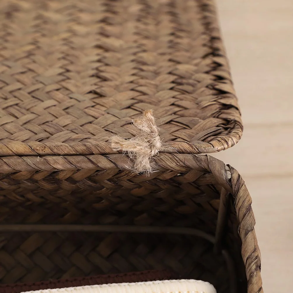 Cestini in rattan naturale con coperchio fatti a mano rettangolari marroni