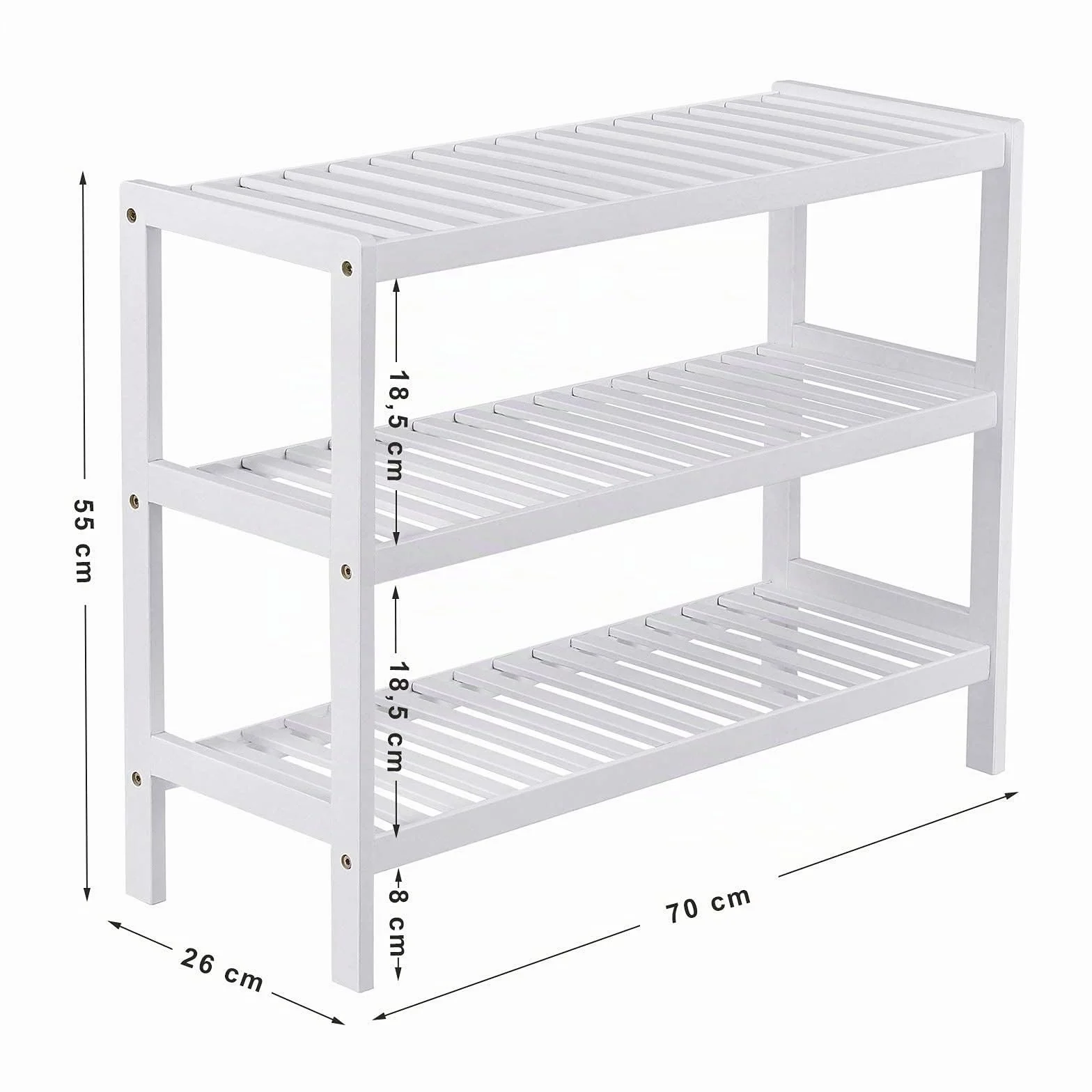 SONGMICS Scarpiera Ingresso 3 Ripiani Scaffale Portascarpe Legno Bambù Slim 26x70x55 cm Bianco LBS13W