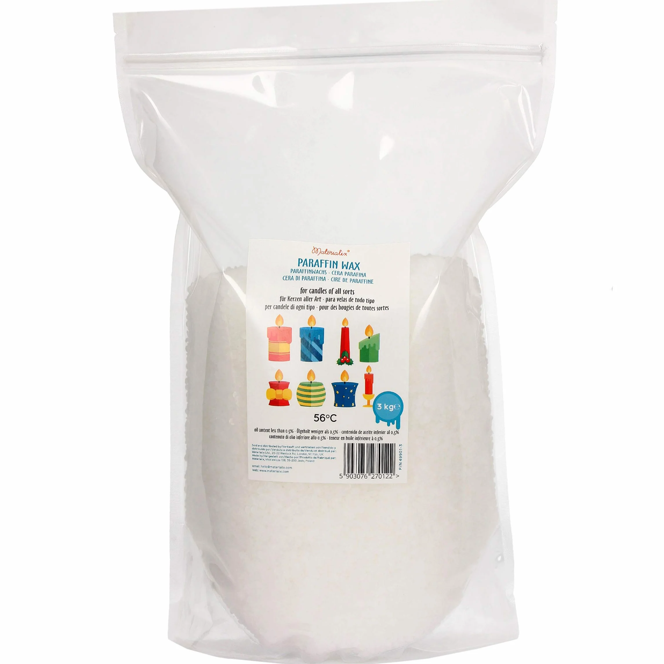 Materialix Cera di paraffina per candele 3kg