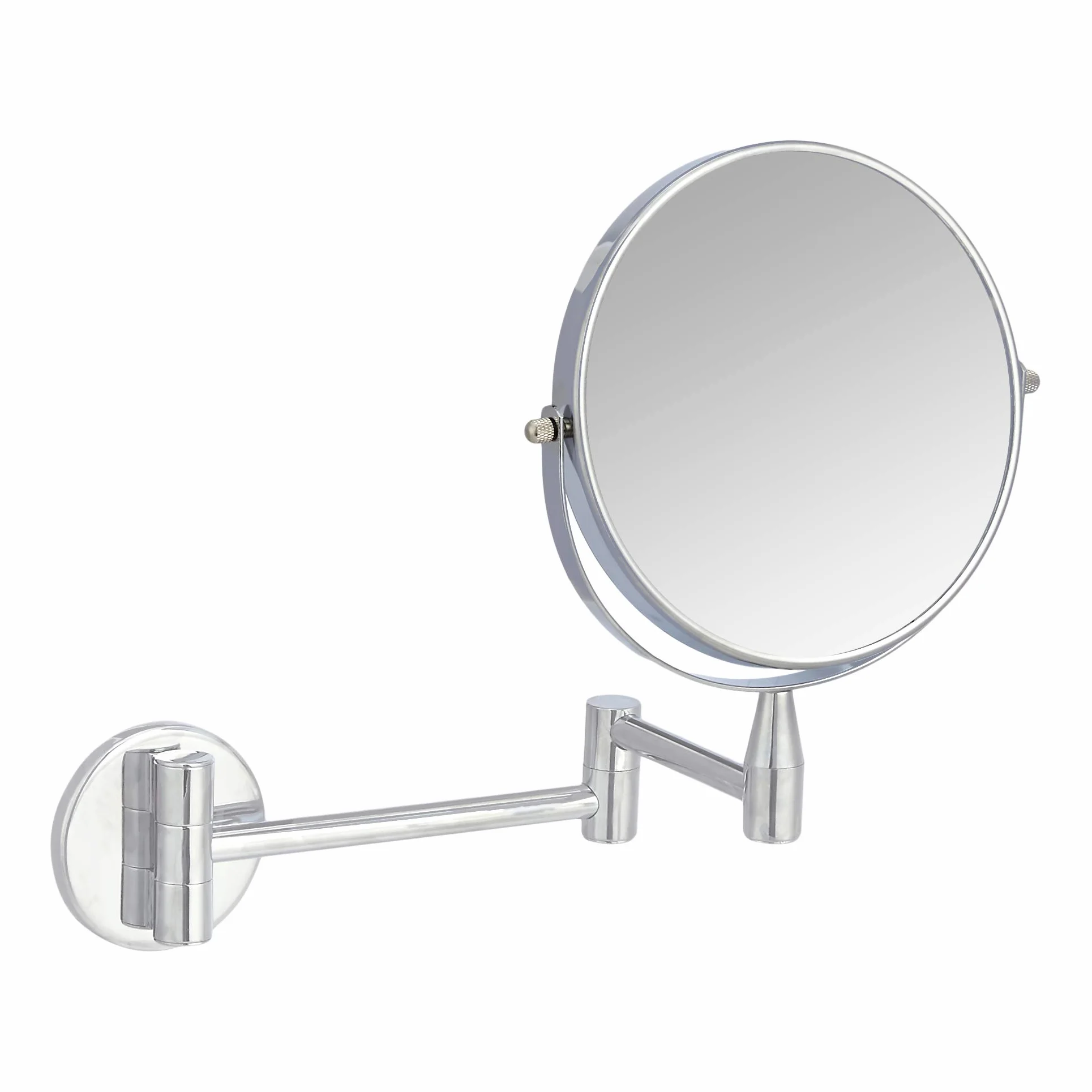 Amazon Basics Rotondo Specchio cosmetico da parete, ingrandimento 1x/5x, Cromo, 15.2 x 1.18 cm