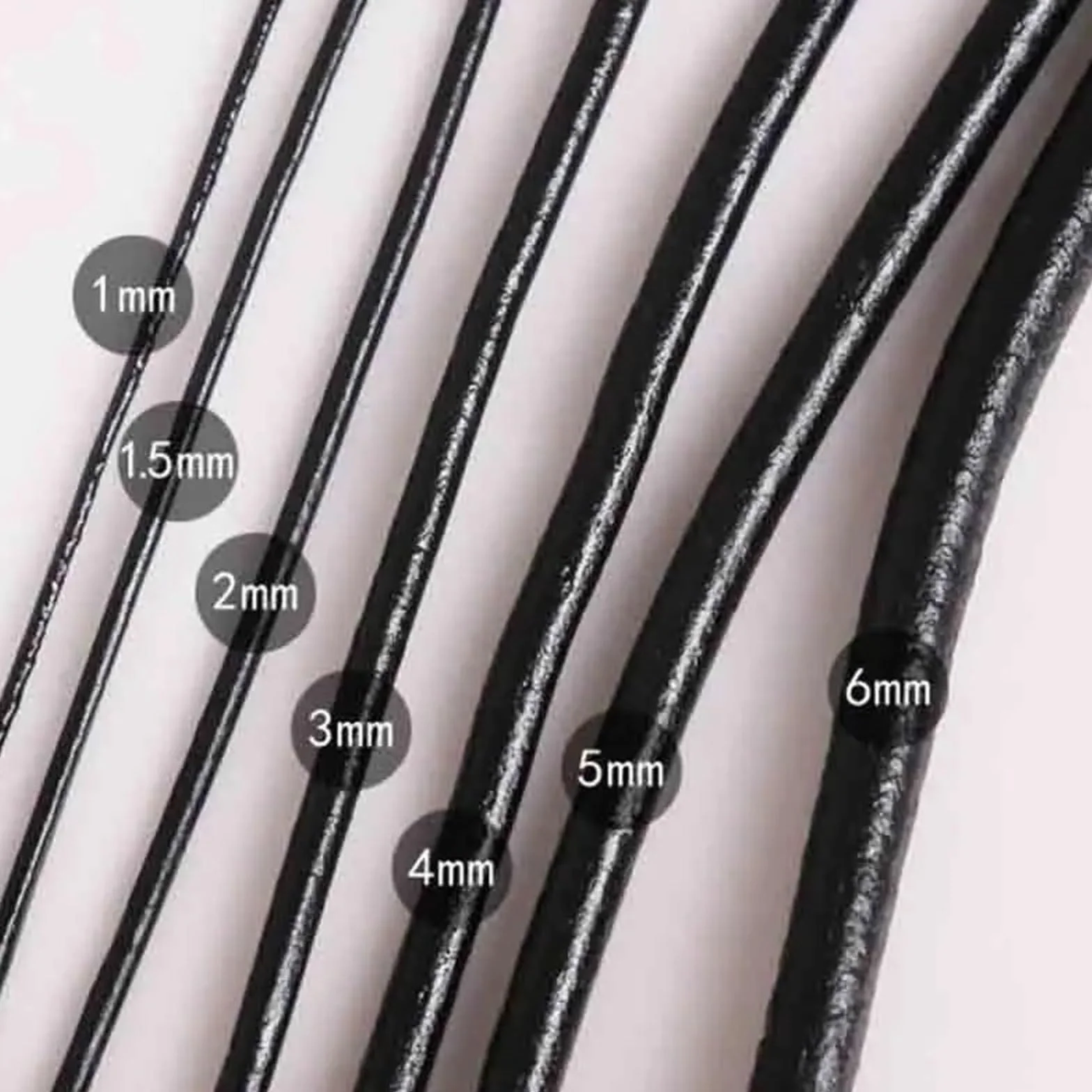 Lacci Cuoio Corde Nere a Filo Singolo 1,5/3/4/5/6 mm per Collane e Bracciali 5m