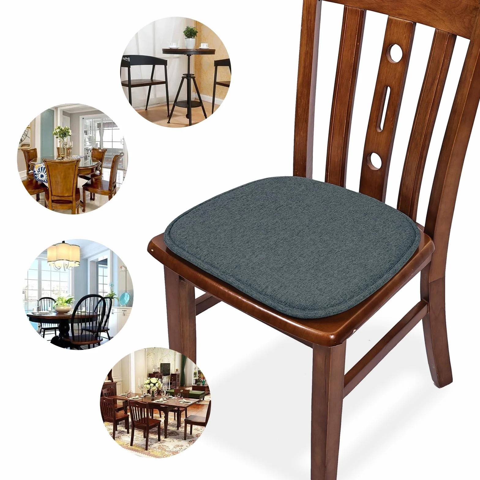 Cuscini Antiscivolo per Sedie 41x39 cm Set di 2 Nero