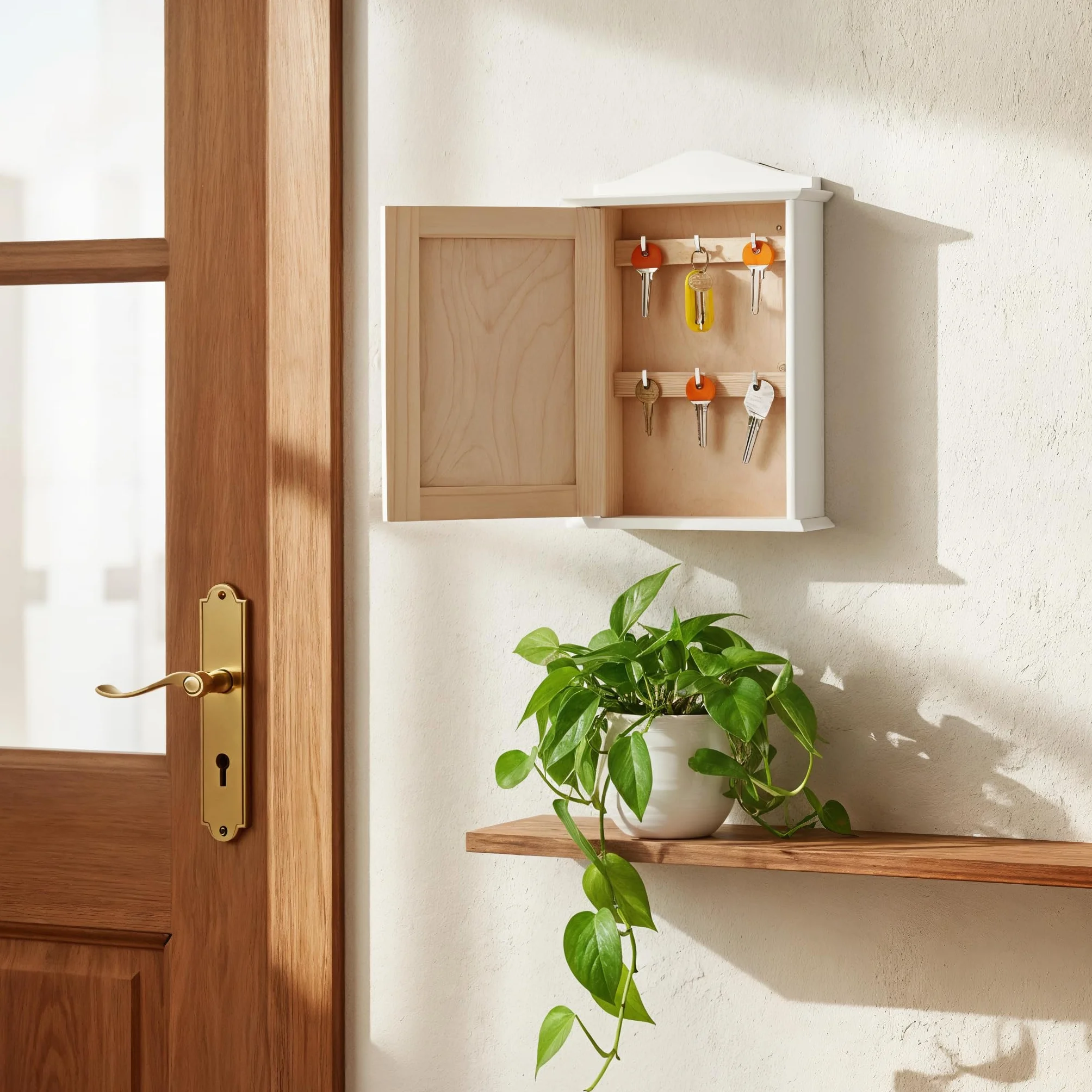 Creative Deco Decorativa Cassetta Portachiavi Bianca in Legno con 6 Ganci | 20 x 6 x 29,5 cm | Appendichiavi Bianco | Scatola Portachiavi Bianca con Ganci, Ideale per Conservazione e Decorazione