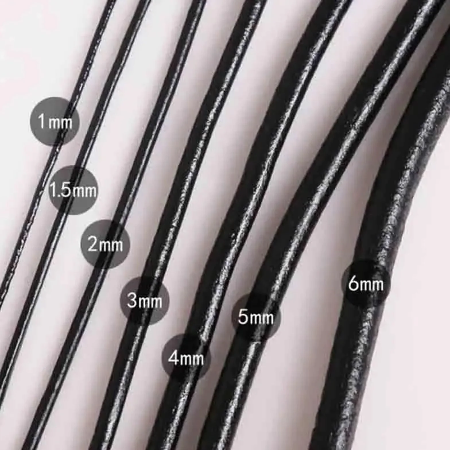 Lacci Cuoio Corde Nere a Filo Singolo 1,5/3/4/5/6 mm per Collane e Bracciali 5m