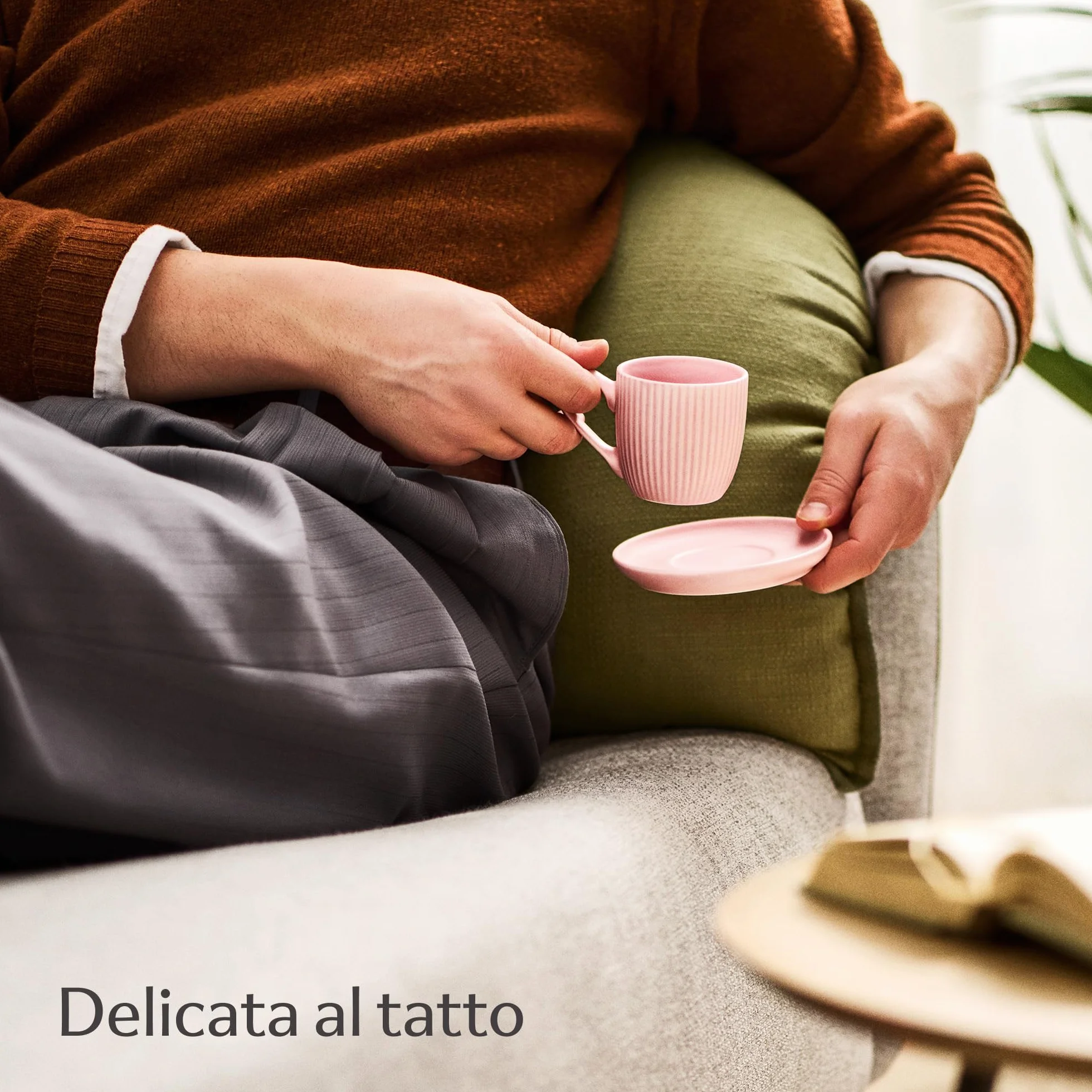 Tazzine Caffe Espresso Moderne con Piattino 6 Tazze 90ml Ceramica Colorate Opaca Lavabili in Lavastoviglie