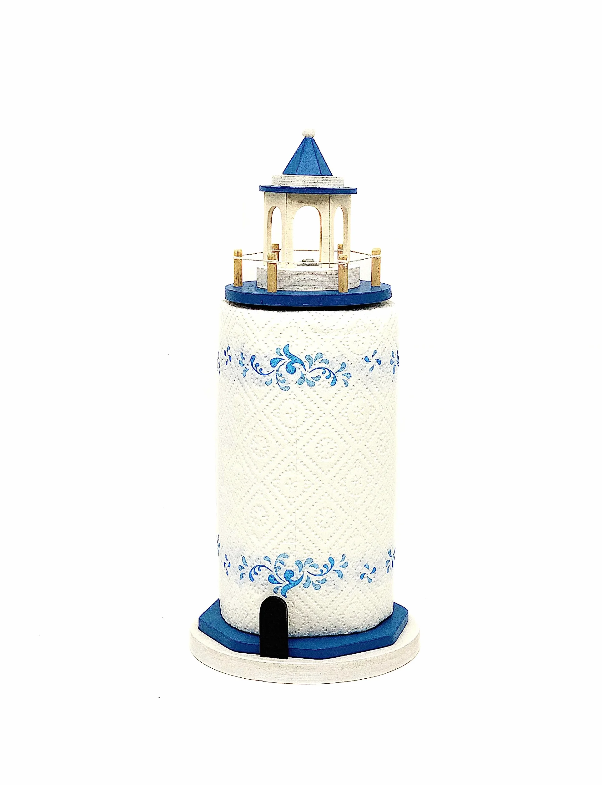 Porta rotolo carta da cucina, porta rotolo per casa, portarotolo legno blu azzurro, faro nautico in stile marino, arredo cucina, portarotolo carta, regalo per mamma