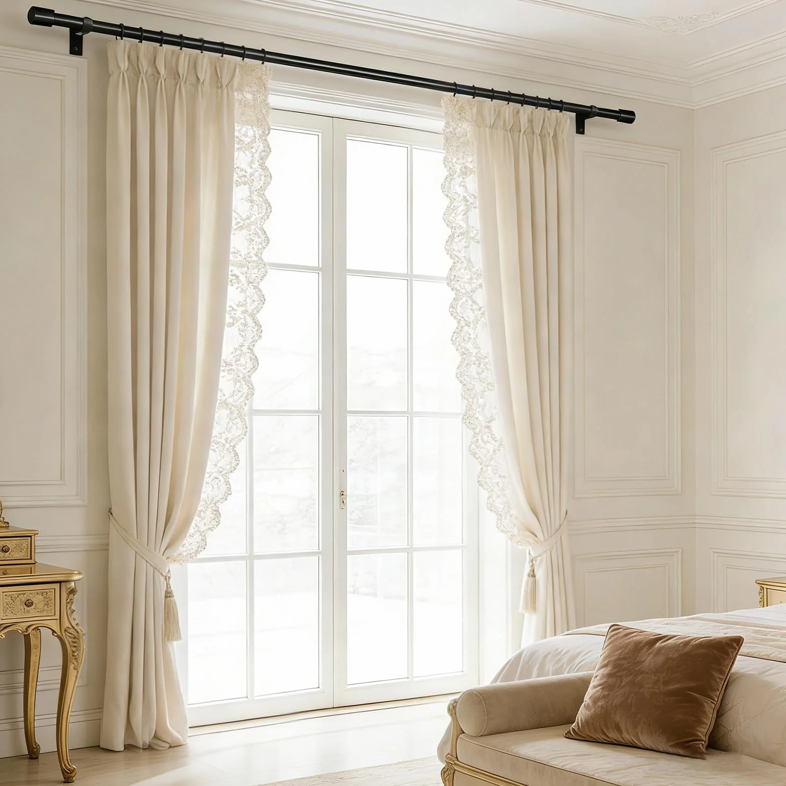 Bastone Tenda Estensibile 76-305cm Asta Metallo Diametro 19mm Nero