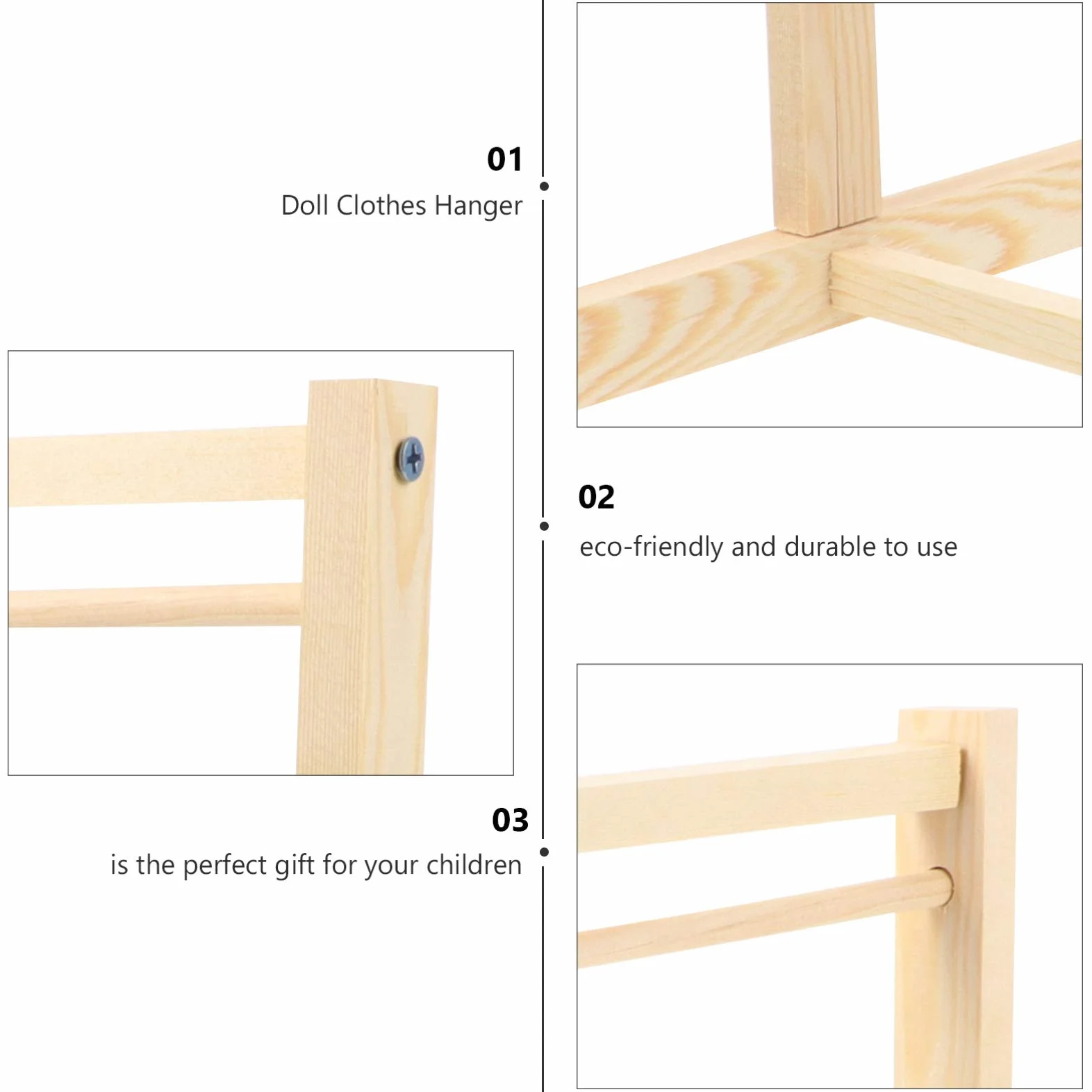 Appendiabiti Legno per Bambole Grucce Vestiti Accessori Giocattoli Organizzatore