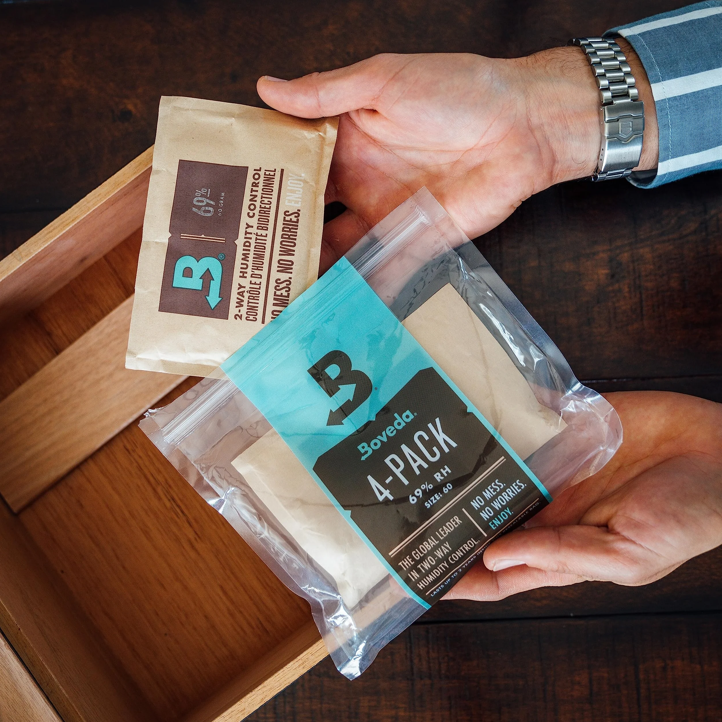 Boveda regolatore di umidità a 2 vie UR 69% per sigari humidor 4 pezzi