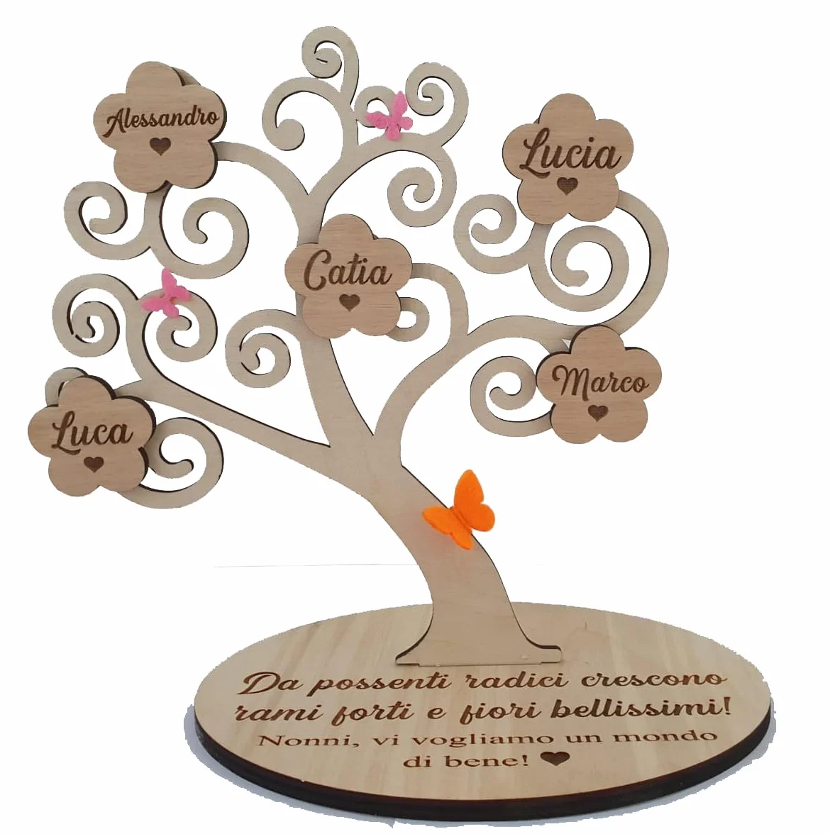 Albero della vita in legno con dedica personalizzata regalo festa dei nonni 50 anni matrimonio
