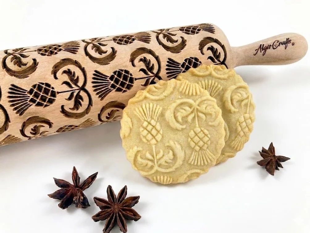 CARDO Mattarello Legno Goffrato | Mattarello Inciso | Rullo per Biscotti e per Modellare | Mattarello Decorativo per Biscotti di Algis Crafts