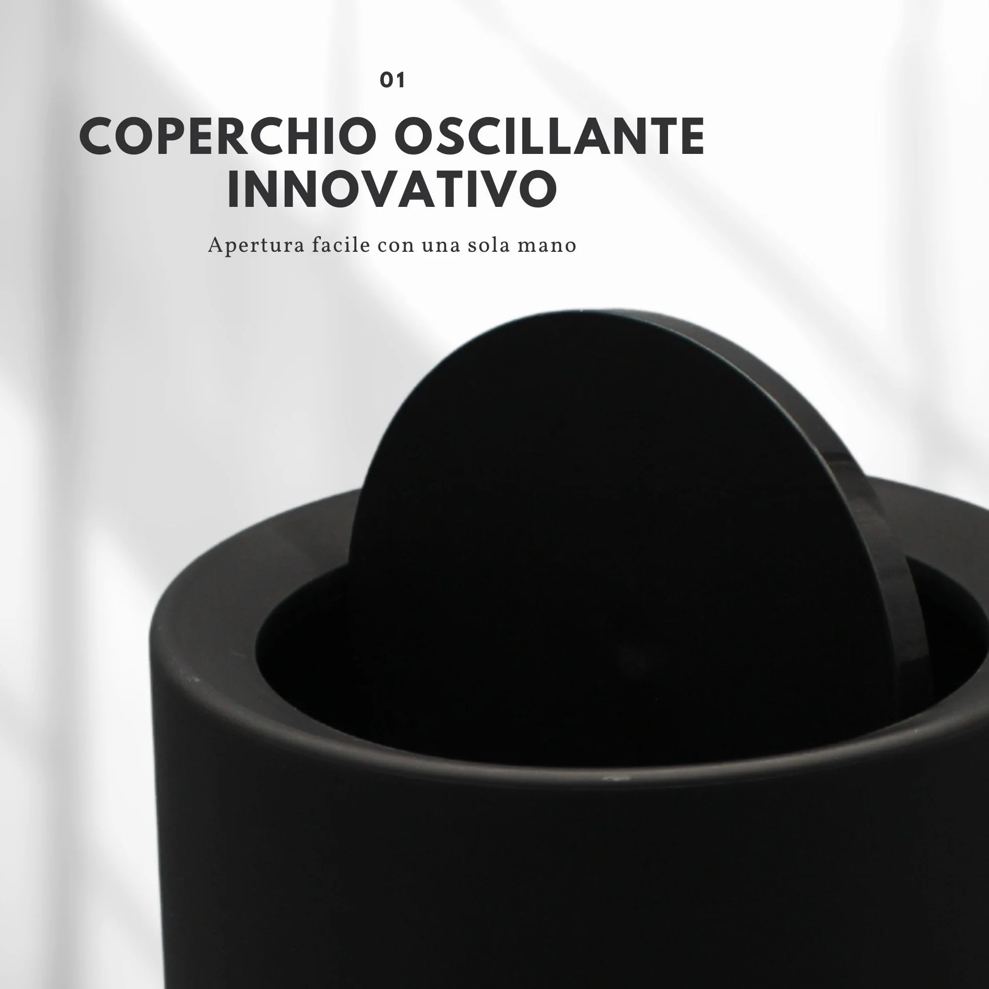 Nell Pattumiera da Ufficio 8L Nero Opaco Coperchio Basculante Cestino Gettacarte Plastica Resistente
