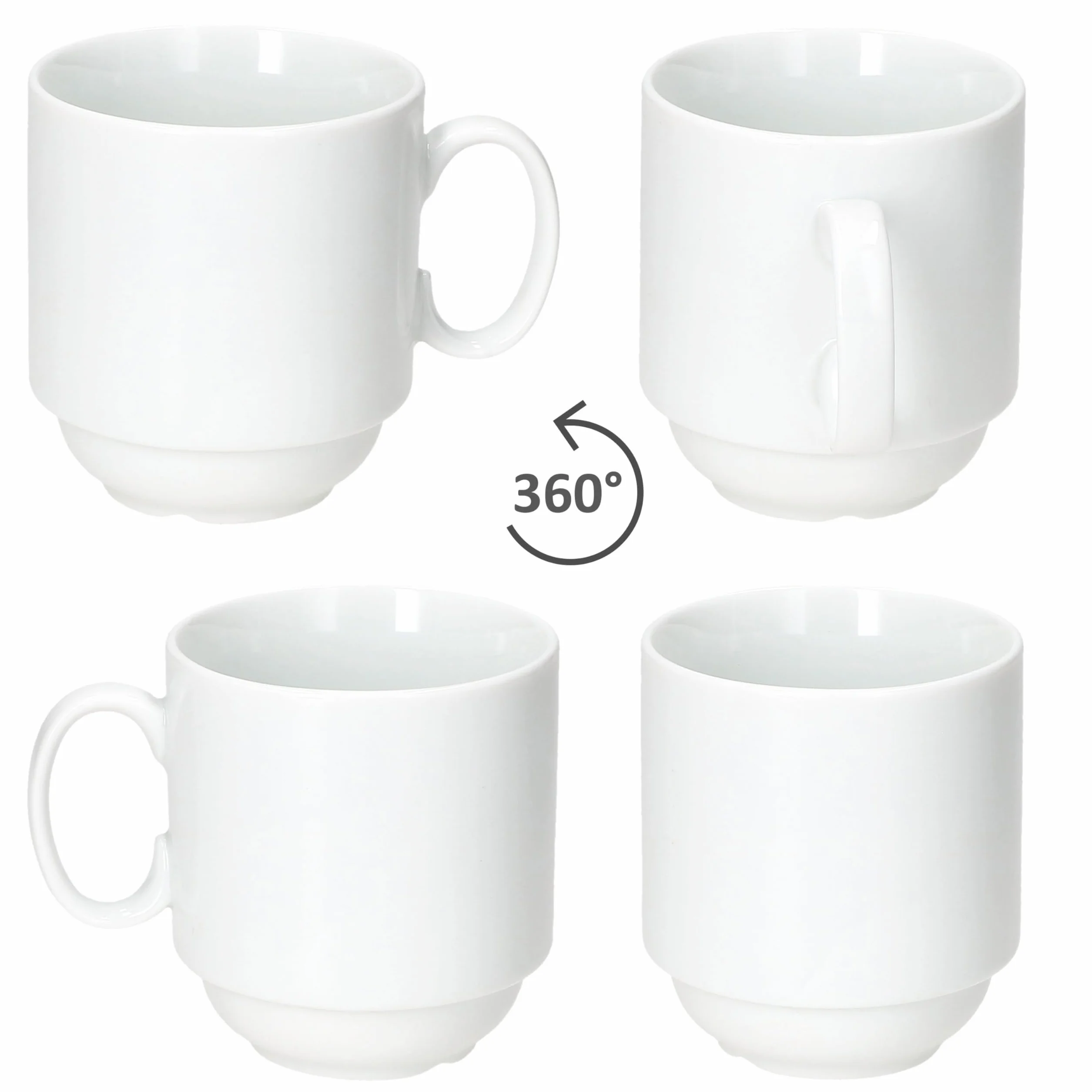MamboCat Tommy Set 6 tazze da caffè 220 ml porcellana bianca impilabili