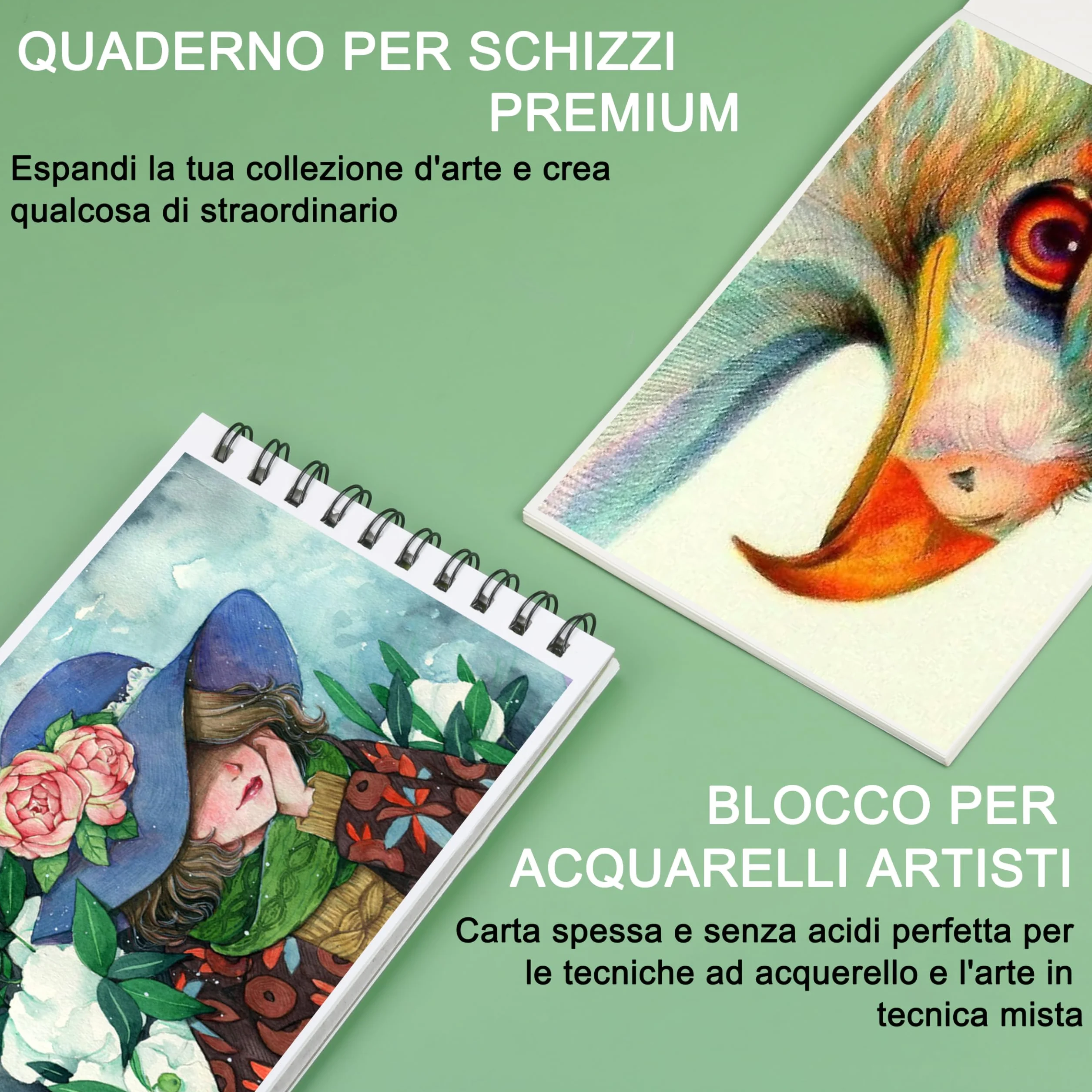 KALOUR 76 Kit di Disegno e Schizzo - Set di Materiali Artistici con Taccuino e Carta Acquerello - Include Tutorial, Matite Pastello, Acquerello, Schizzo, Colorate, Metalliche, Carboncino