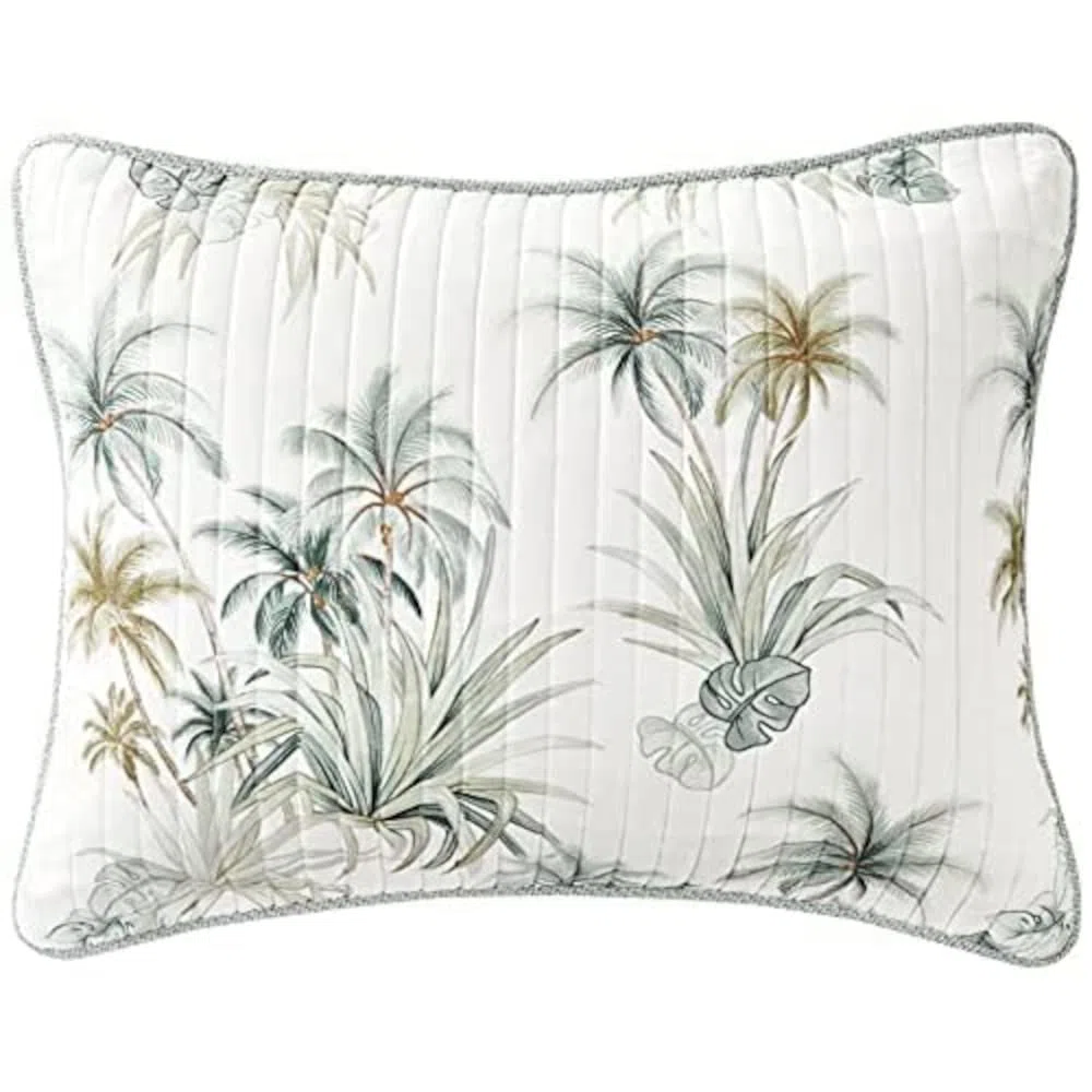 Tommy Bahama Sham Biancheria da Letto in Cotone con Chiusura a Busta, prelavata per Una Maggiore Morbidezza, 100%, Serenity Palm Blue/off White/Verde, 69 x 53 cm (Pack of 1)