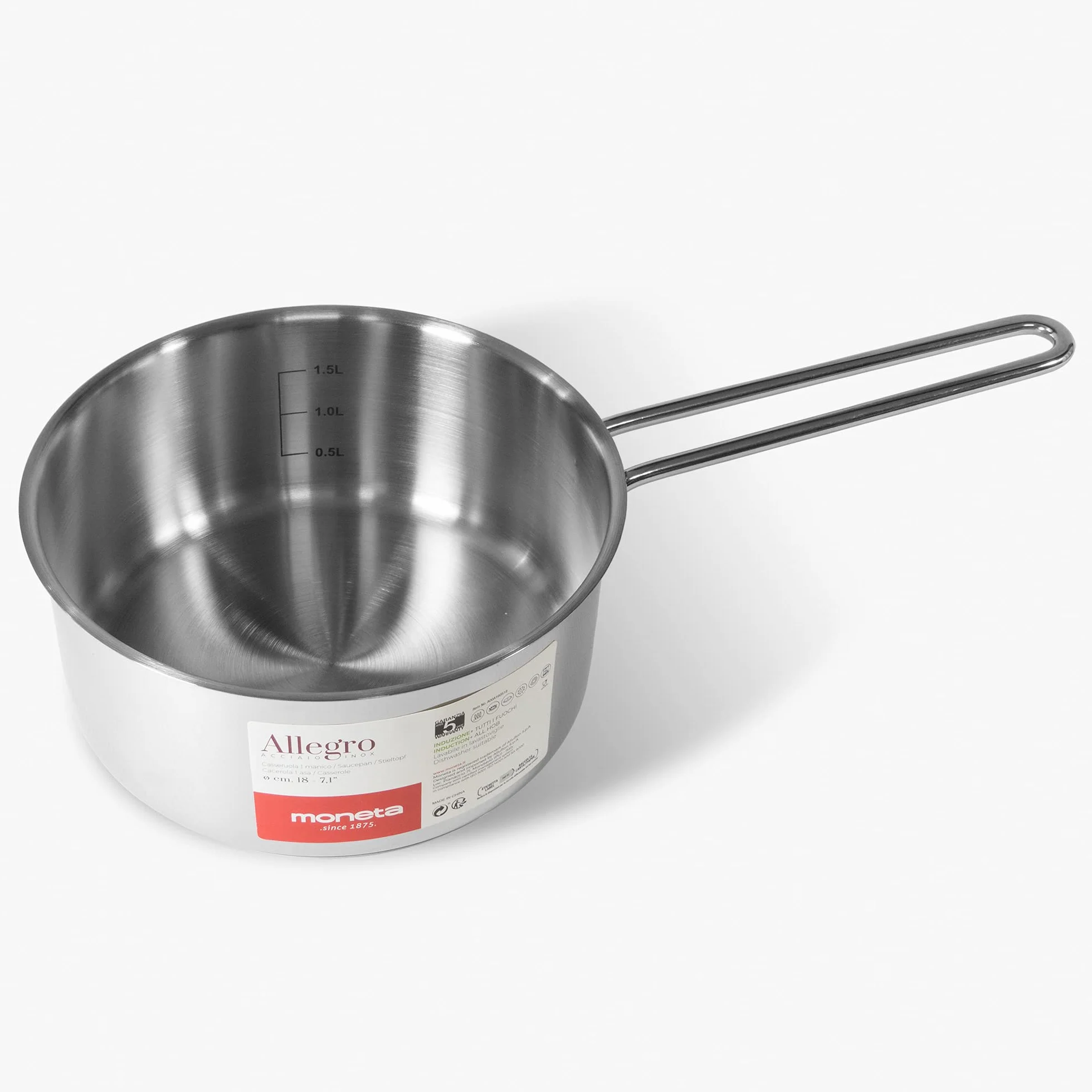 Moneta Allegro Casseruola 1m 20 cm in Acciaio Inox per tutti i Fuochi 2.9 Litri