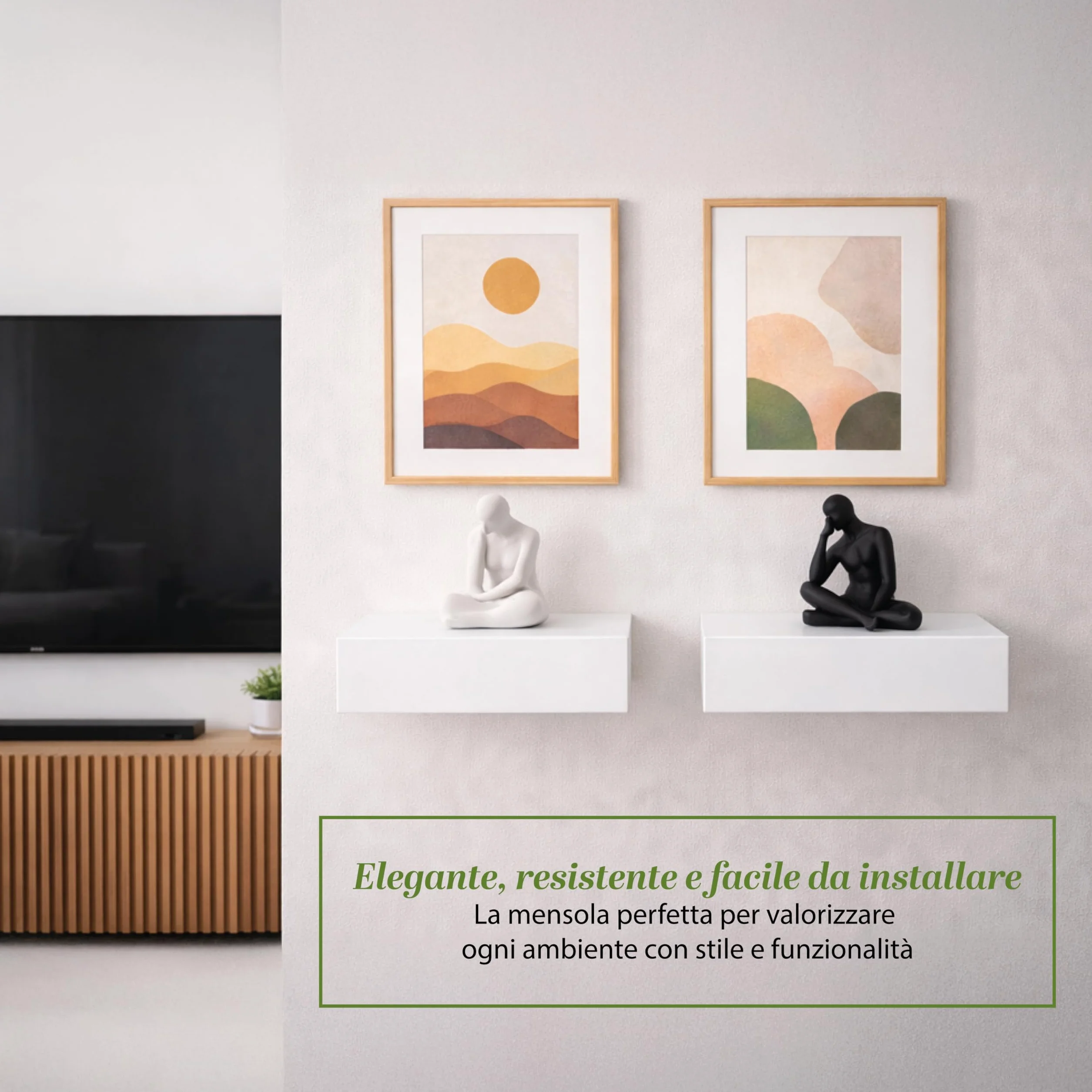 Mensola a Parete con Cassetto Integrato Legno 40x24x10h cm Bianco Salvaspazio 5Kg