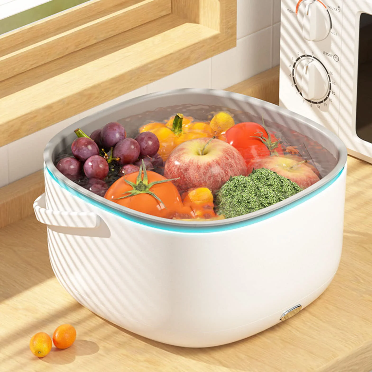 Purificatore di Frutta e Verdura, Macchina per la Pulizia di Frutta e Verdura Dispositivo di Pulizia per Frutta e Verdura a 360 Gradi Ad Ultrasuoni per Uso Domestico