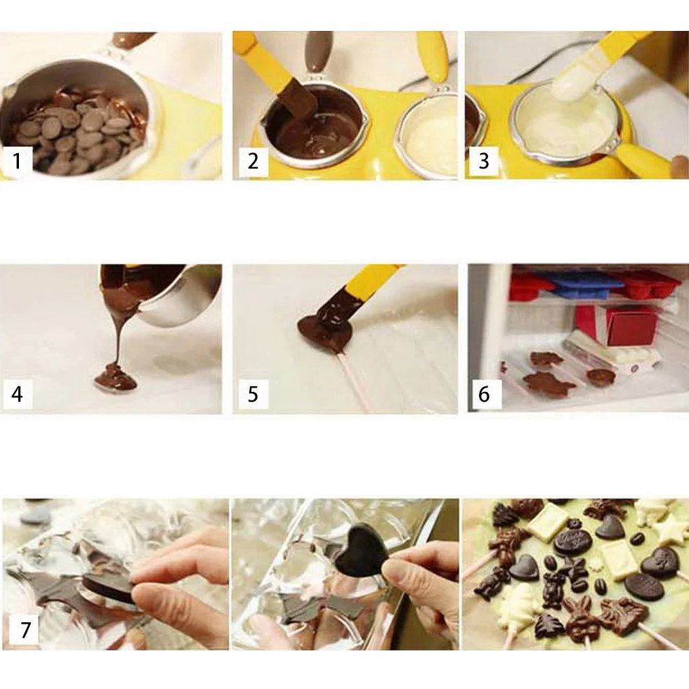 Strumento elettrico per fonduta di cioccolato con set stampi 2 livelli temperatura per torte biscotti cupcakes