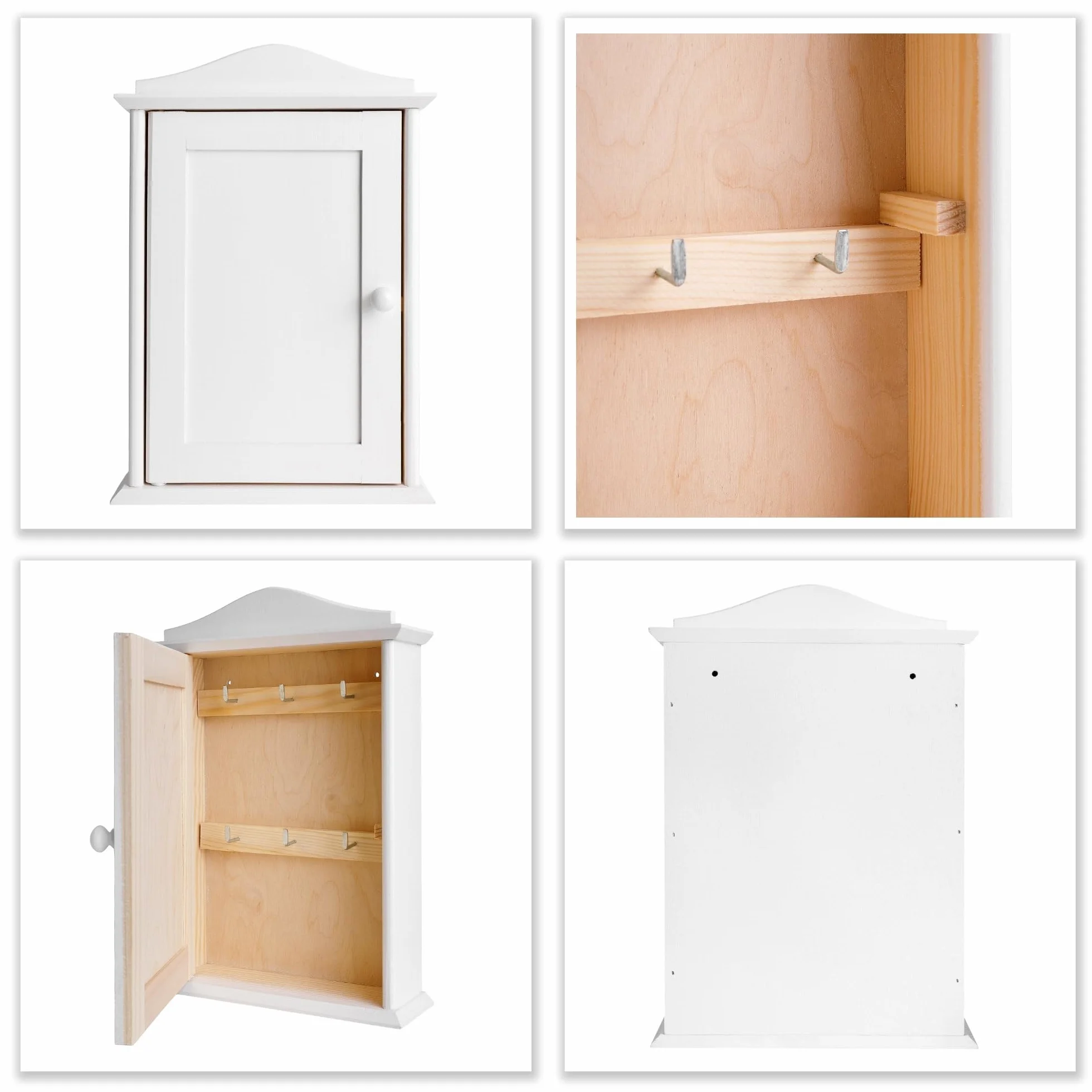 Creative Deco Decorativa Cassetta Portachiavi Bianca in Legno con 6 Ganci | 20 x 6 x 29,5 cm | Appendichiavi Bianco | Scatola Portachiavi Bianca con Ganci, Ideale per Conservazione e Decorazione