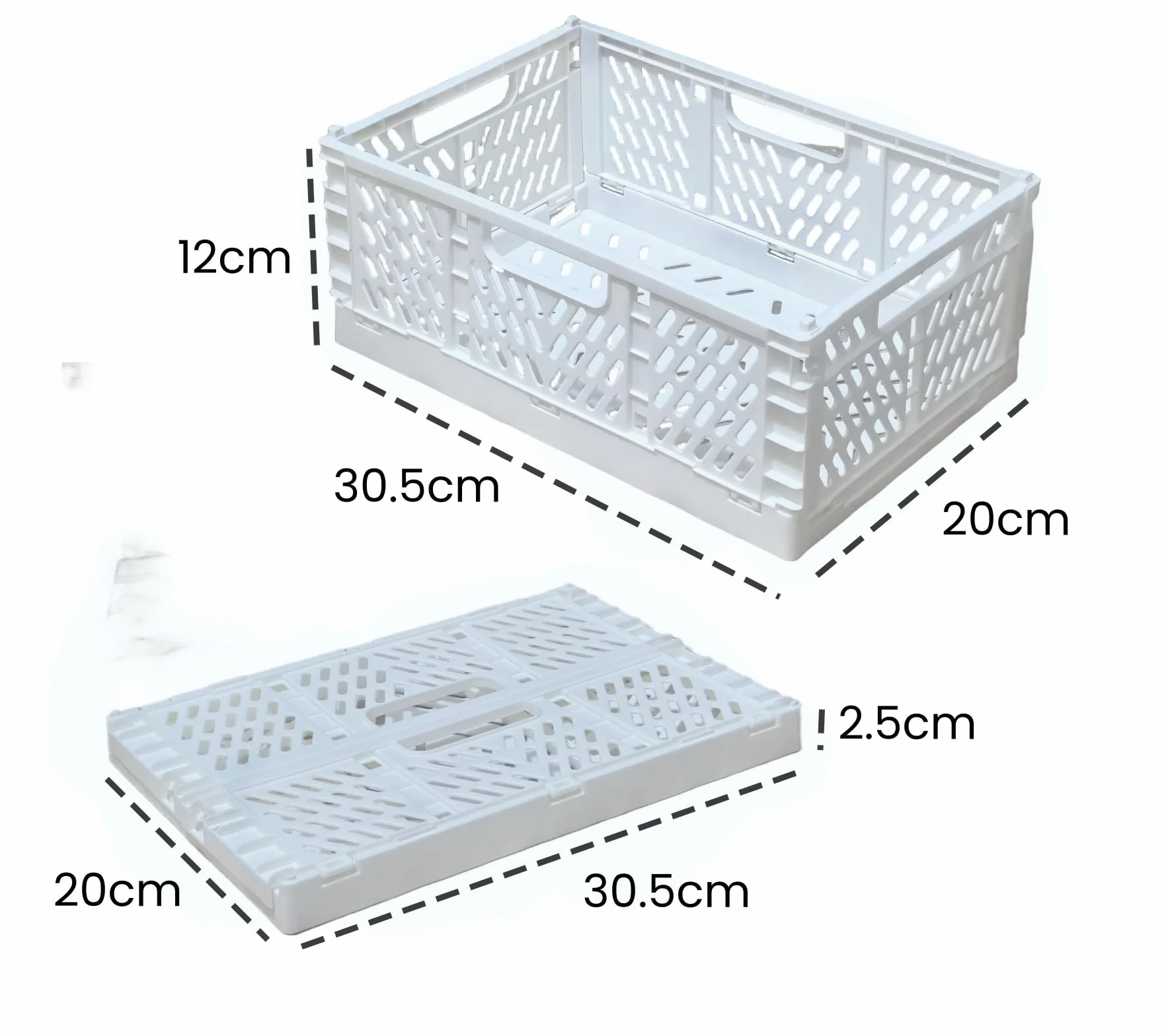 Cestino Portaoggetti Pieghevole Impilabile Plastica Cucina Bagno Ufficio Bianco 30x20x12cm