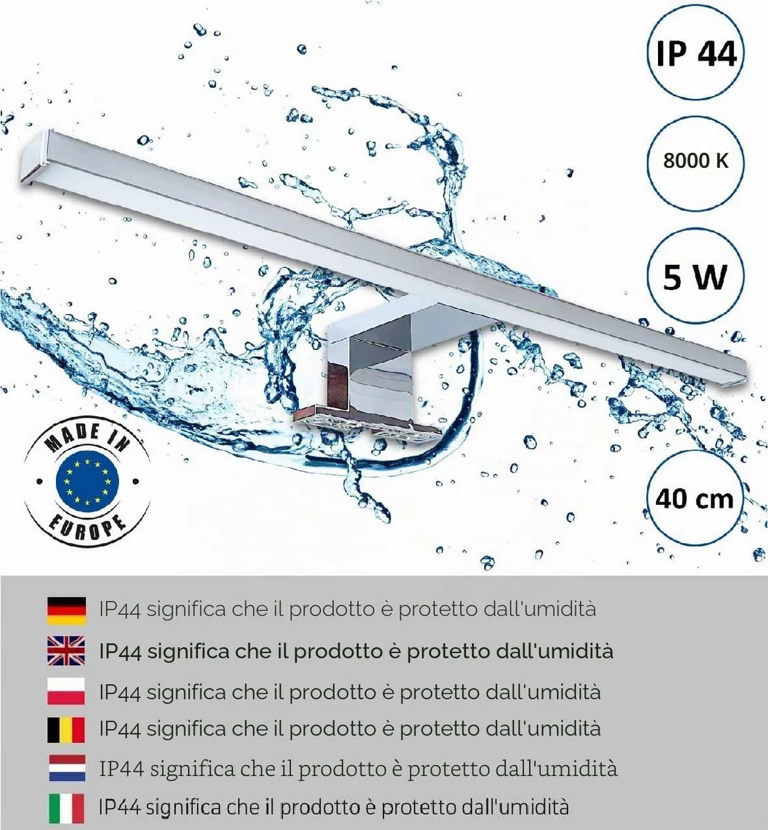 Mobiletto a specchio 60x50 bianco, per il bagno con mensole, specchio da bagno, mobiletto sospeso - da parete, LAMPADA LED - Destra