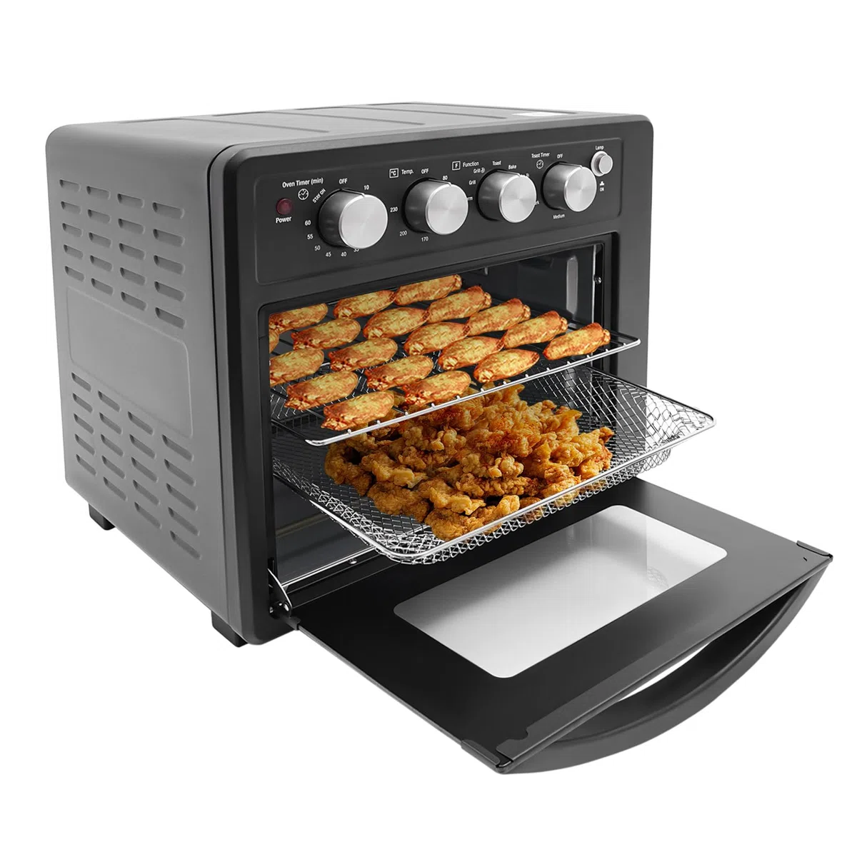 Forno elettrico da 1700 W, forno ad aria elettrica con grande capacità, friggitrice e tostapane, forno multifunzione per casa, panetteria e ristoranti
